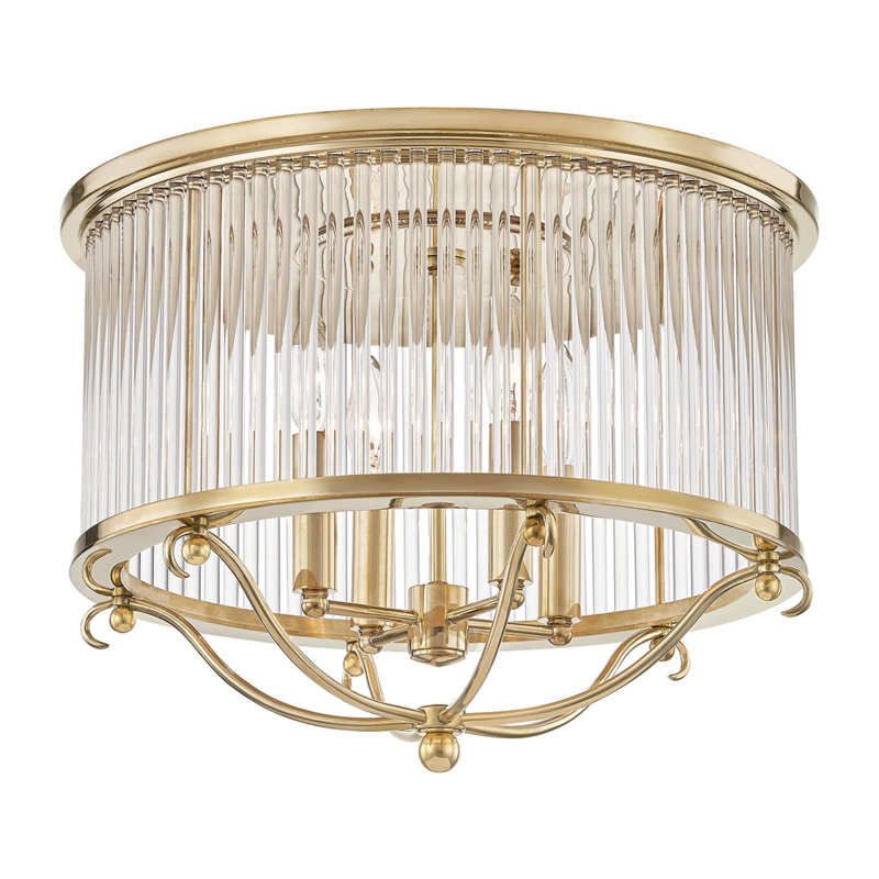 Glass No.1 4 Light 19 inch Aged Brass Semi Flush Ceiling Light