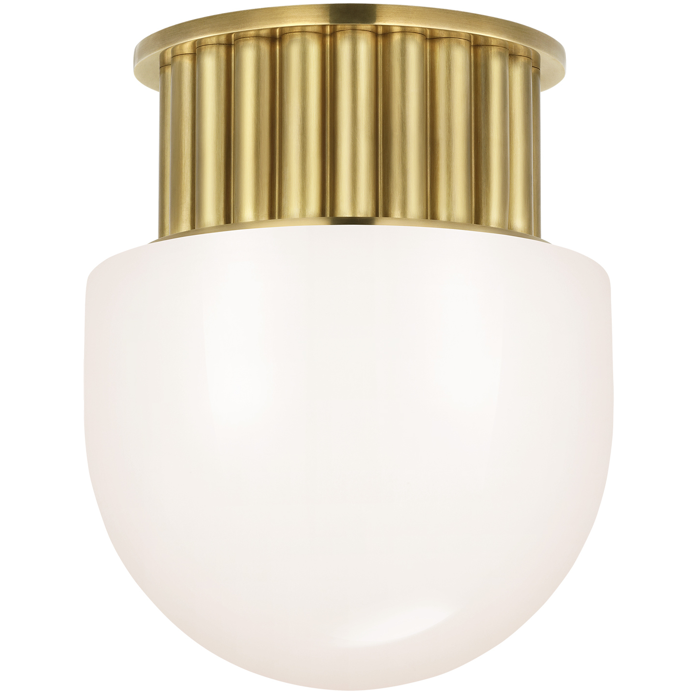 Chapman & Myers Nolan LED 8 inch Antique-Burnished Brass Flush Mount Ceiling Light in White Glass