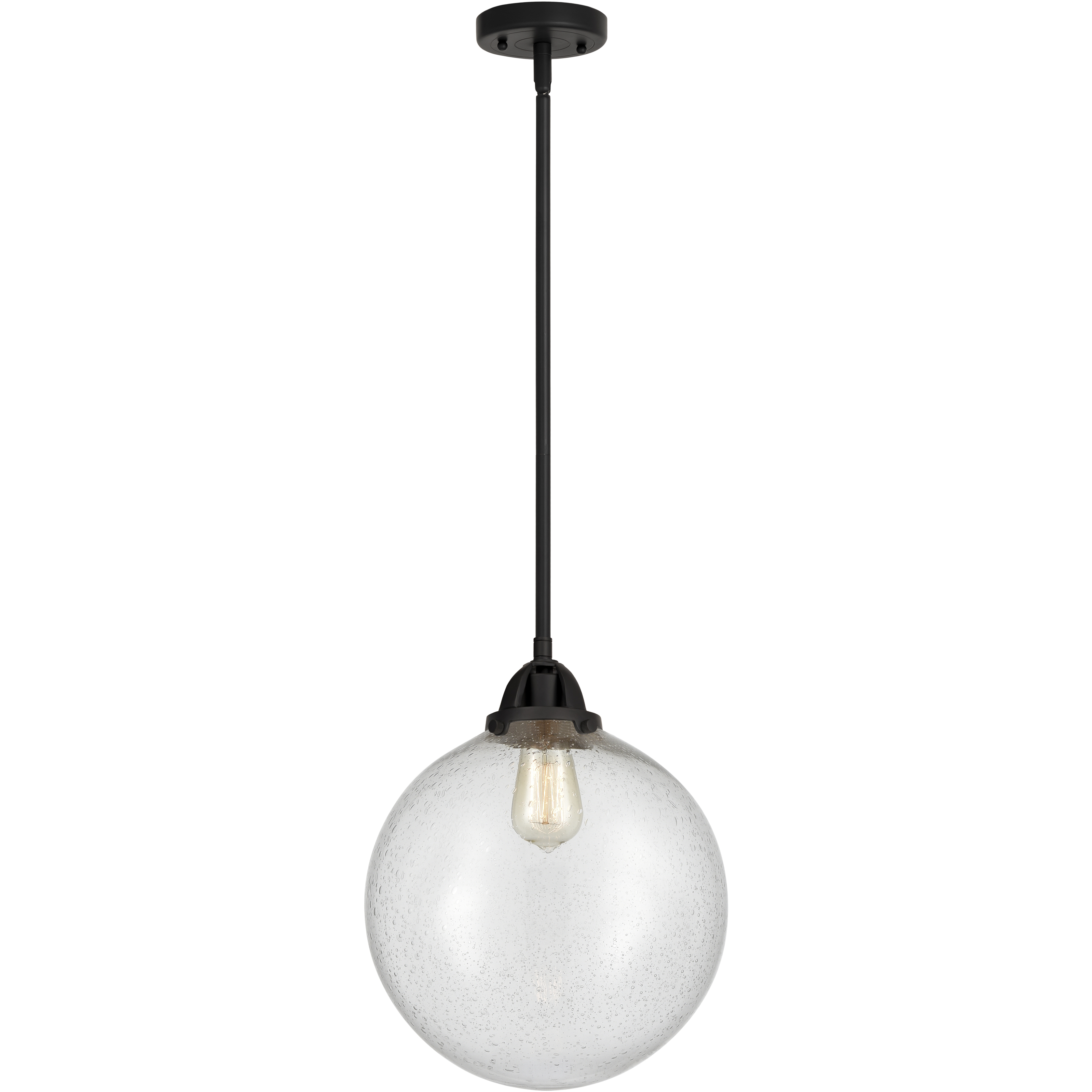 Nouveau 2 Beacon 1 Light 12 inch Matte Black Mini Pendant Ceiling Light in Incandescent, Seedy