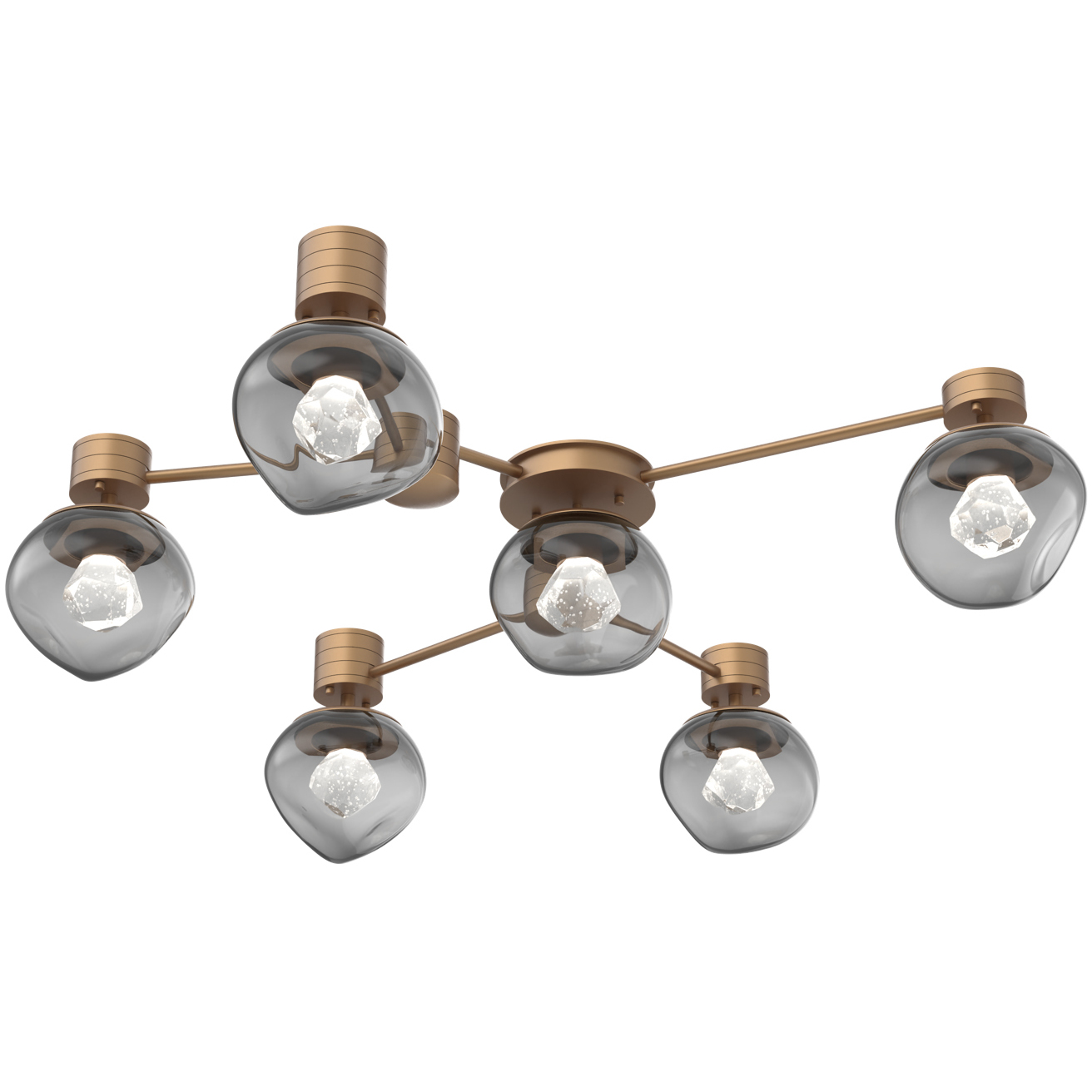 Luna LED 36.8 inch Novel Brass Hub & Spoke Ceiling Light in 3000K LED, Zircon Inner - Smoke Outer