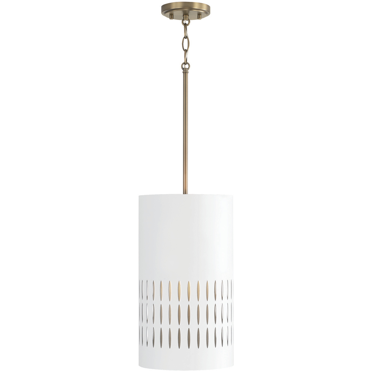 Dash 1 Light 9.25 inch Aged Brass and White Pendant Ceiling Light