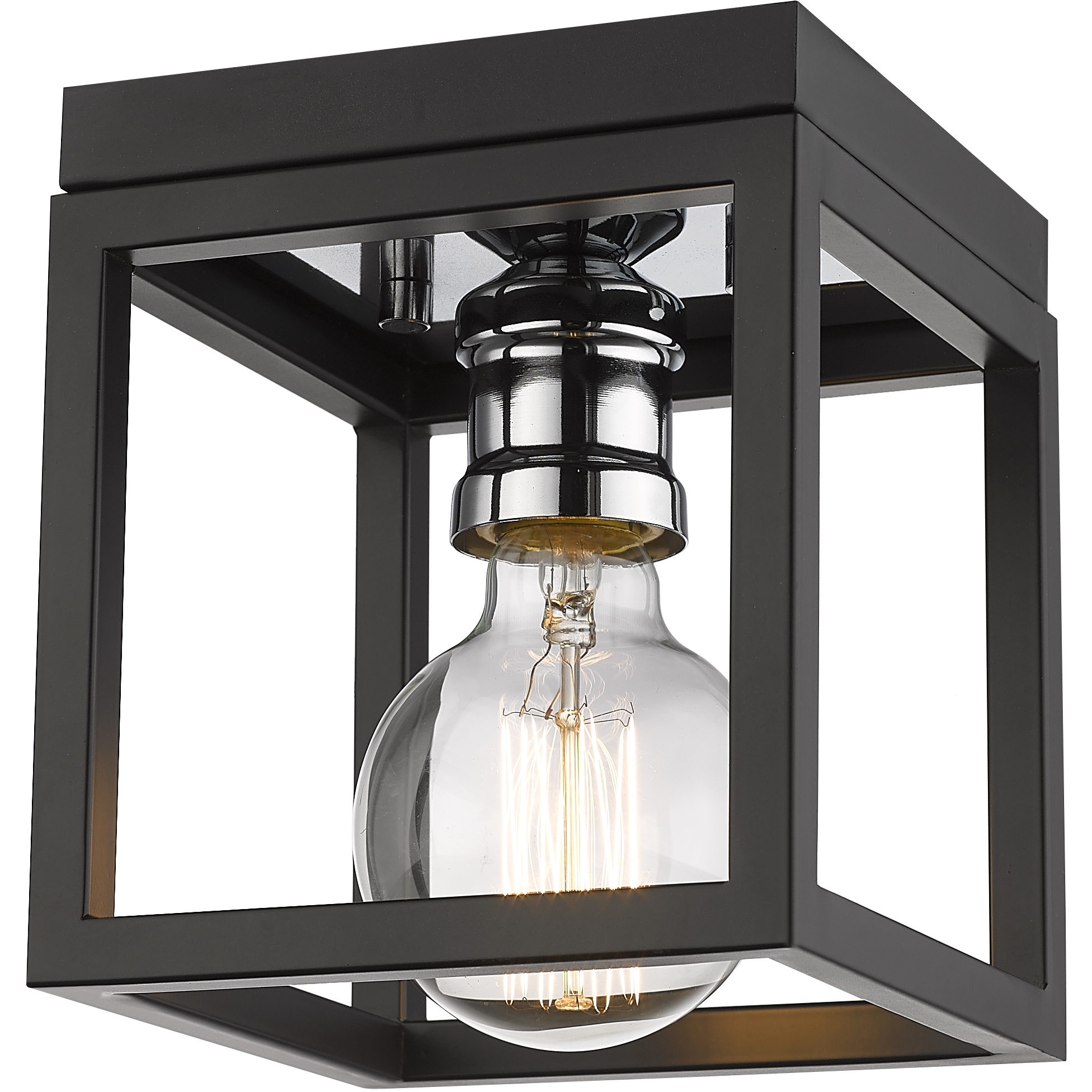 Kube 1 Light 5.75 inch Matte Black and Chrome Flush Mount Ceiling Light