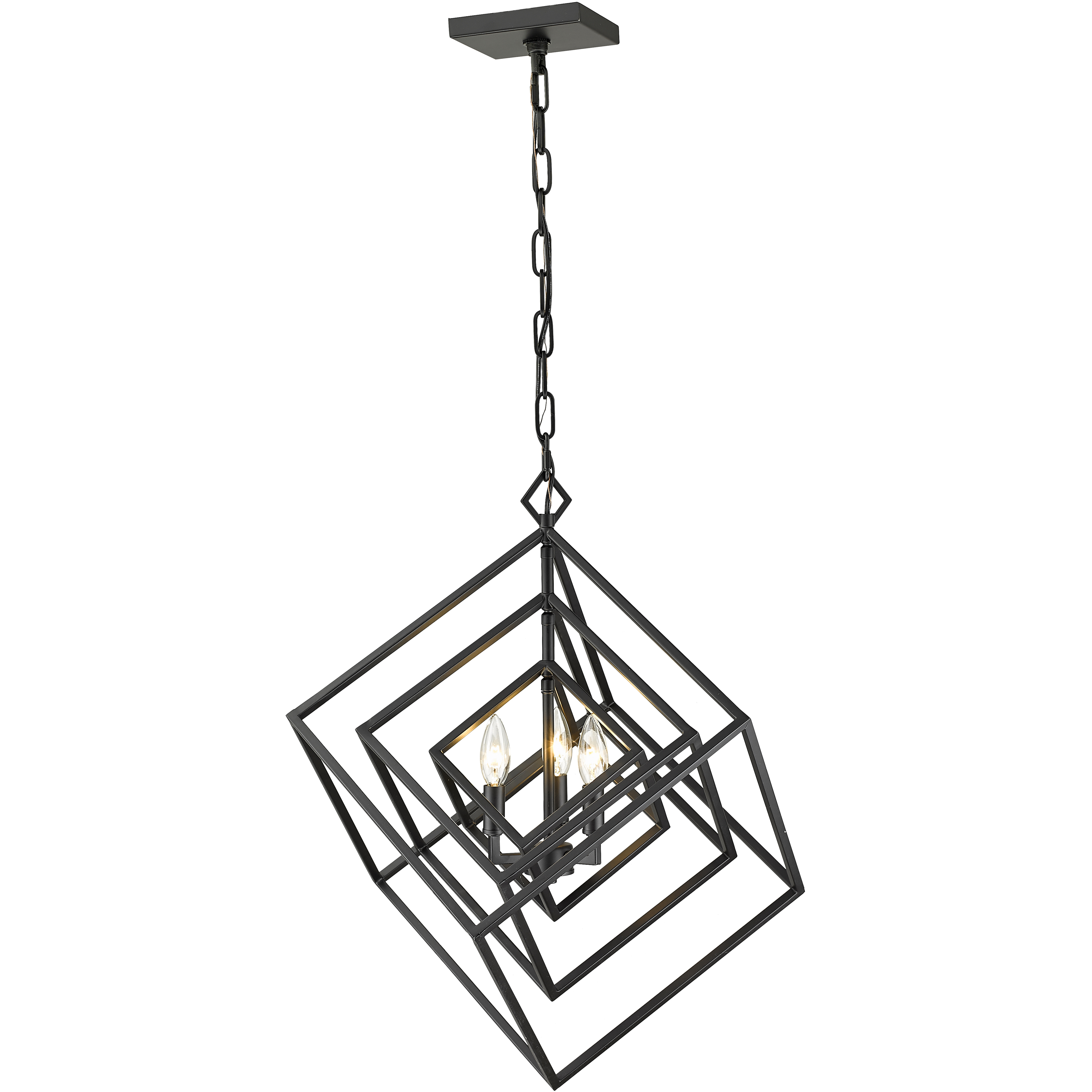 Euclid 3 Light 23 inch Matte Black Chandelier Ceiling Light