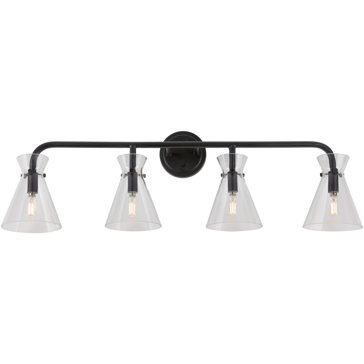 Beaker 4 Light 36 inch Black Vanity Light Wall Light