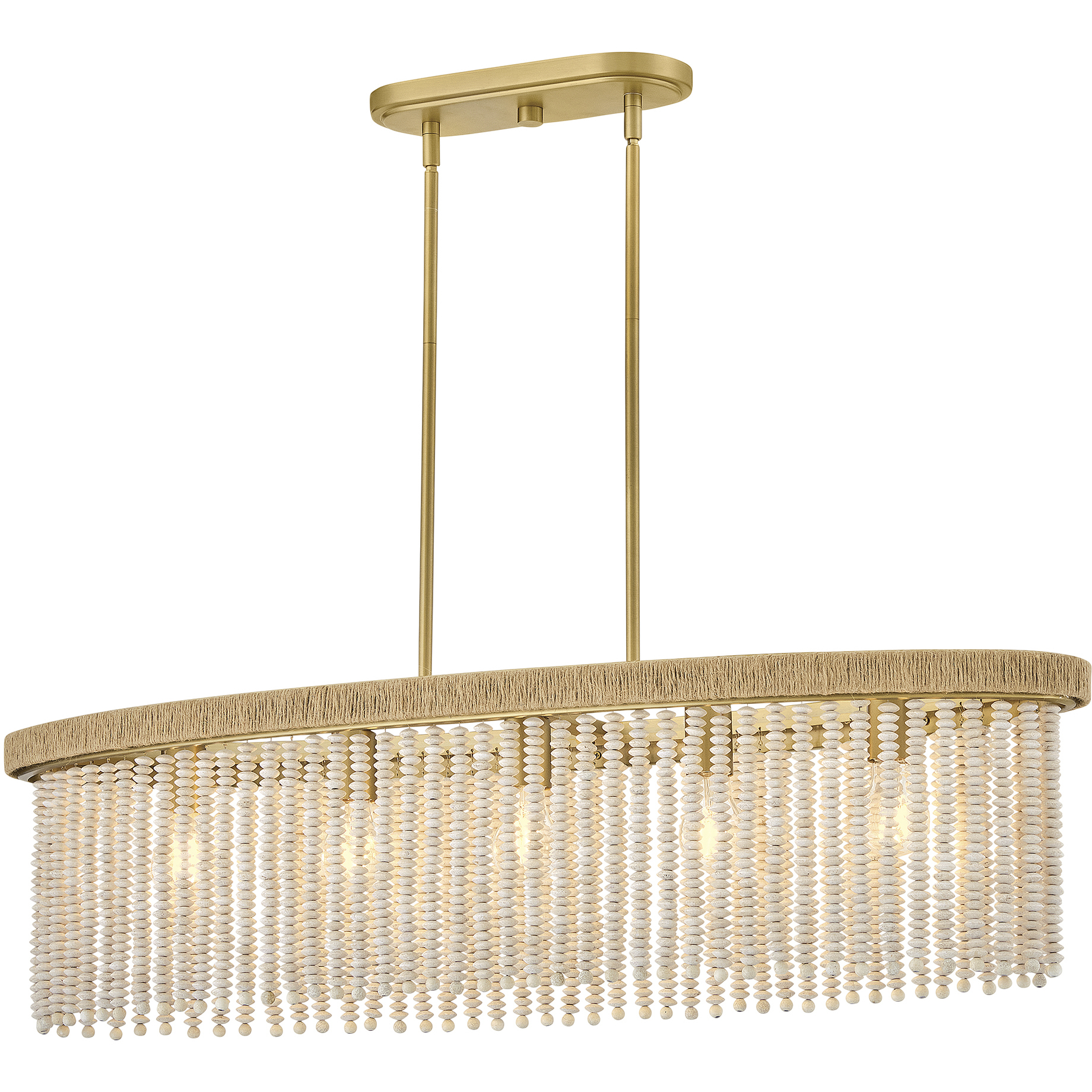 Indra 5 Light 40.25 inch Lacquered Brass Linear Pendant Ceiling Light