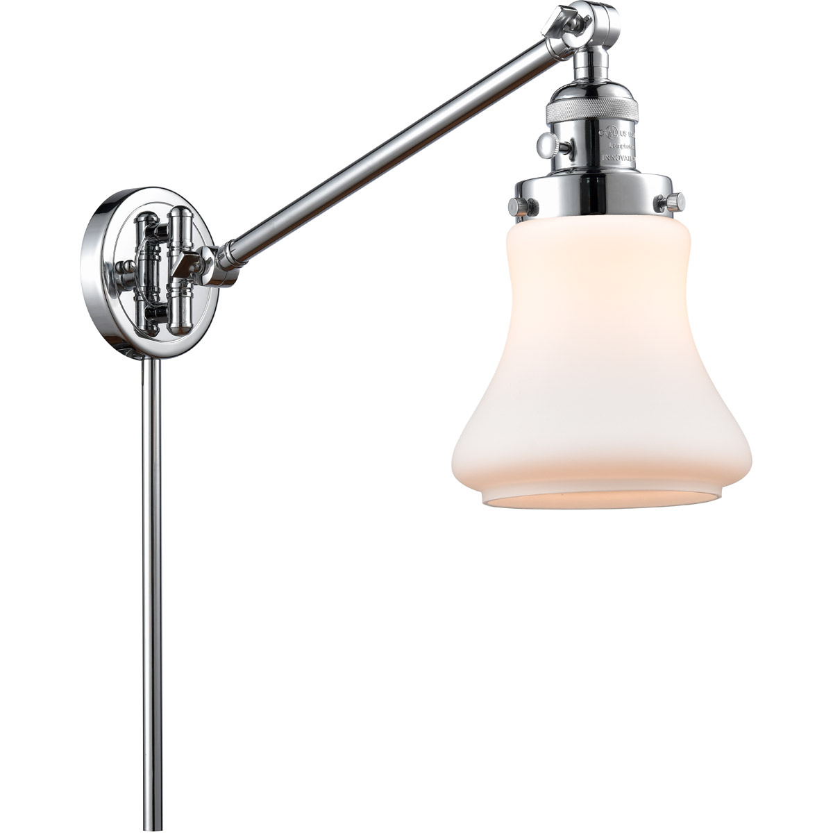 Bellmont 35 inch 60.00 watt Polished Chrome Swing Arm Wall Light, Franklin Restoration