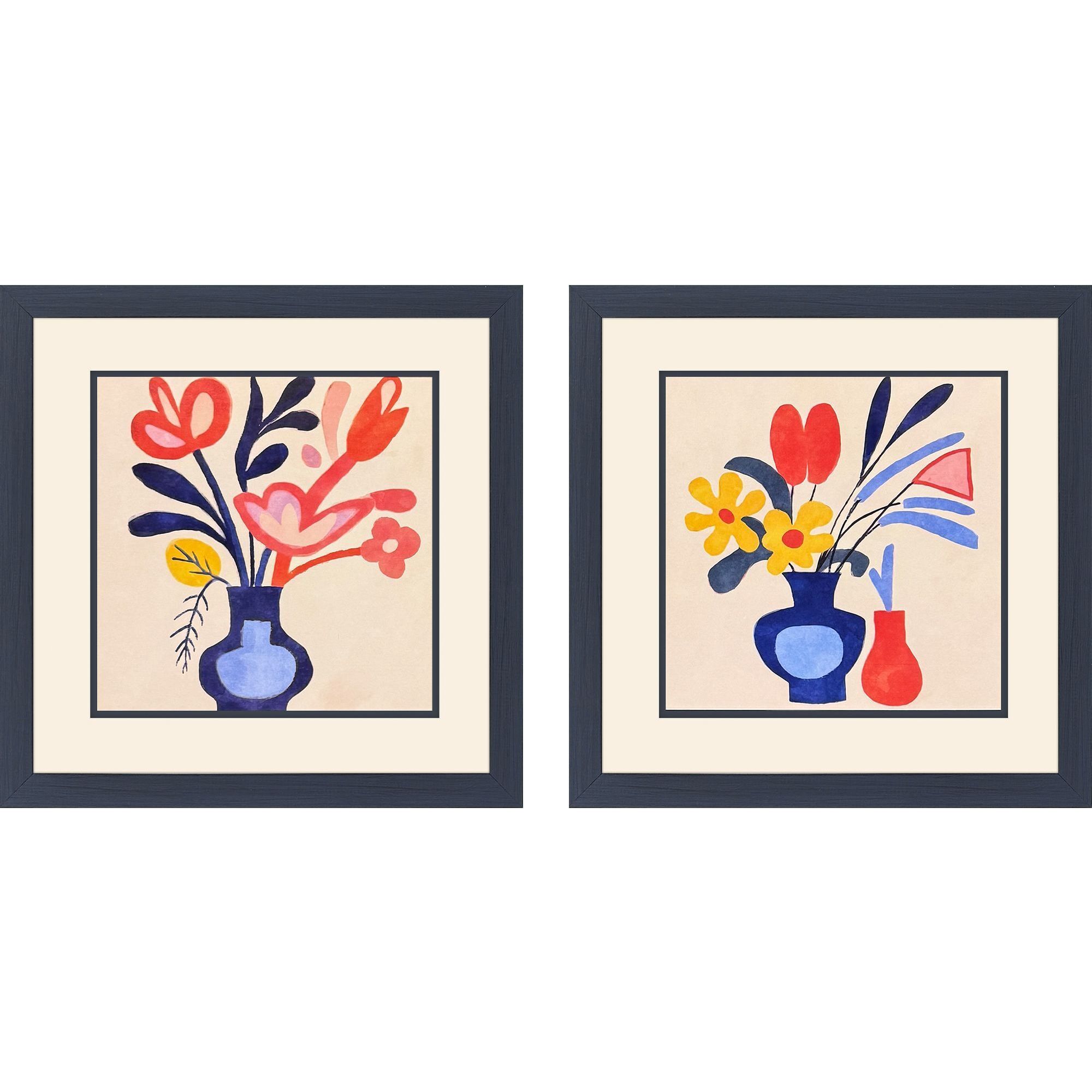 Matisse Bouquet Blue and Yellow and Red and Multi Framed Art, Propac
