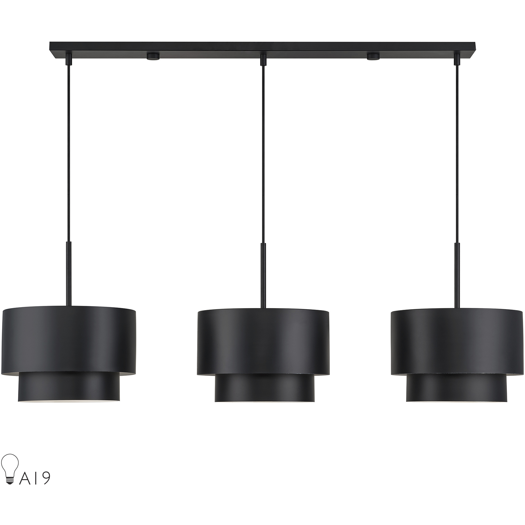 Zolana 3 Light 48 inch Black Linear Chandelier Ceiling Light, Extra Large