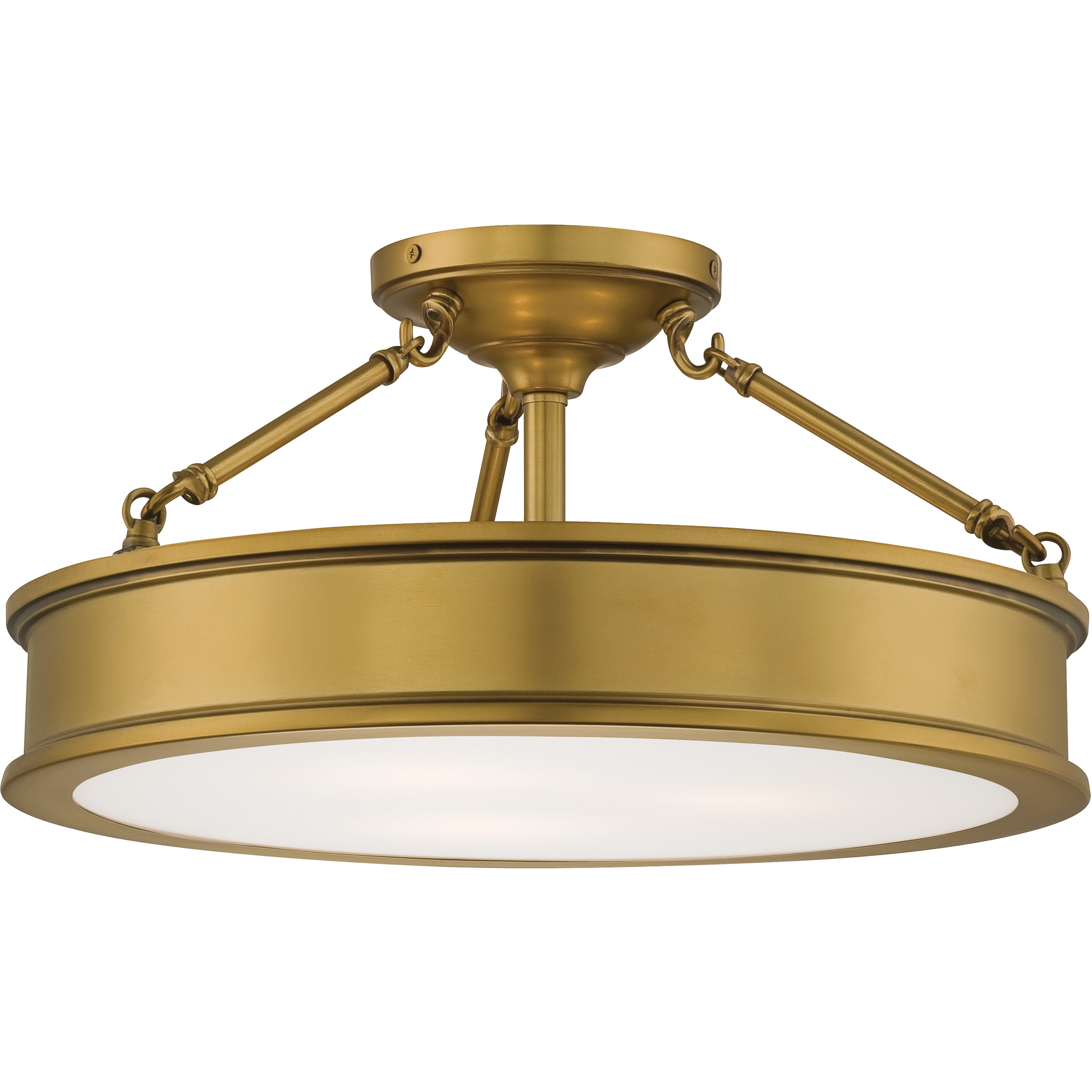 Harbour Point 3 Light 19 inch Liberty Gold Semi Flush Mount Ceiling Light