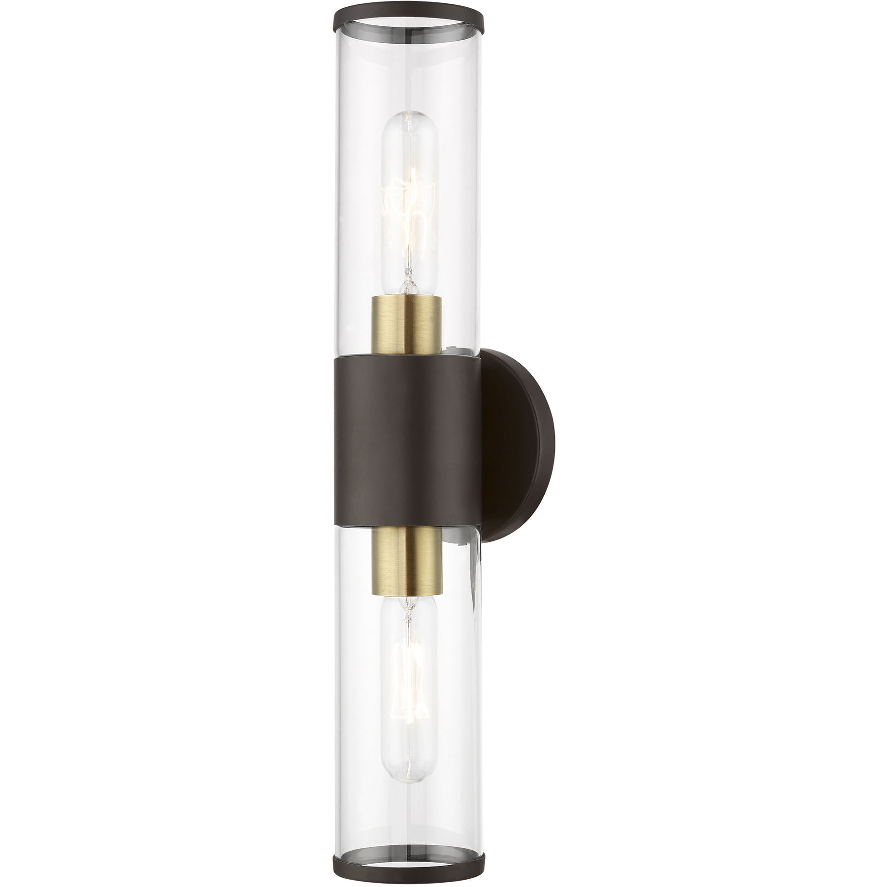 Banca 2 Light 4.25 inch Bronze with Antique Brass Accent ADA Vanity Sconce Wall Light
