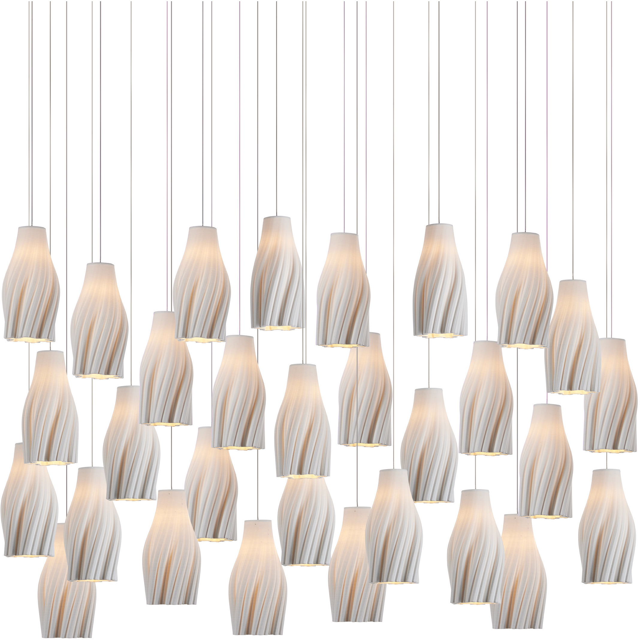 Posh 30 Light 54 inch Silver Multi-Drop Pendant Ceiling Light