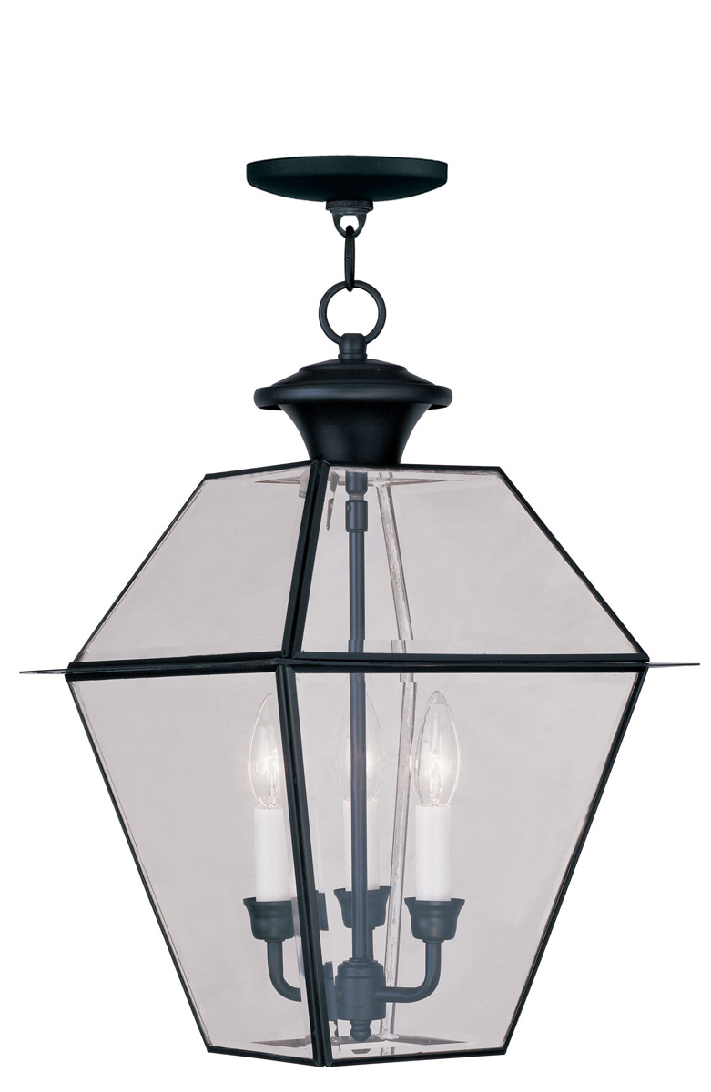Westover 3 Light 12 inch Black Outdoor Pendant Lantern