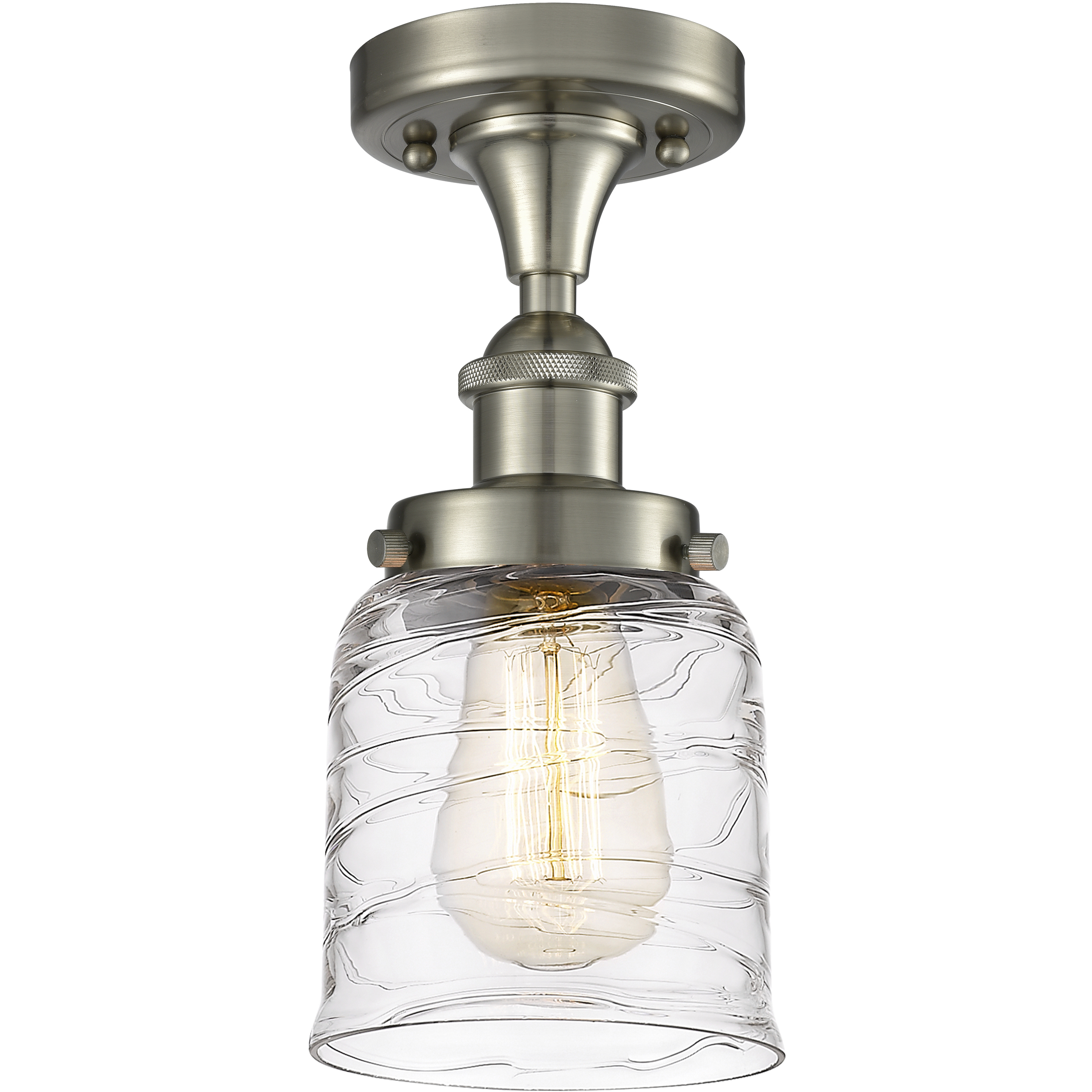 Bell 1 Light 6.5 inch Brushed Satin Nickel Semi-Flush Mount Ceiling Light
