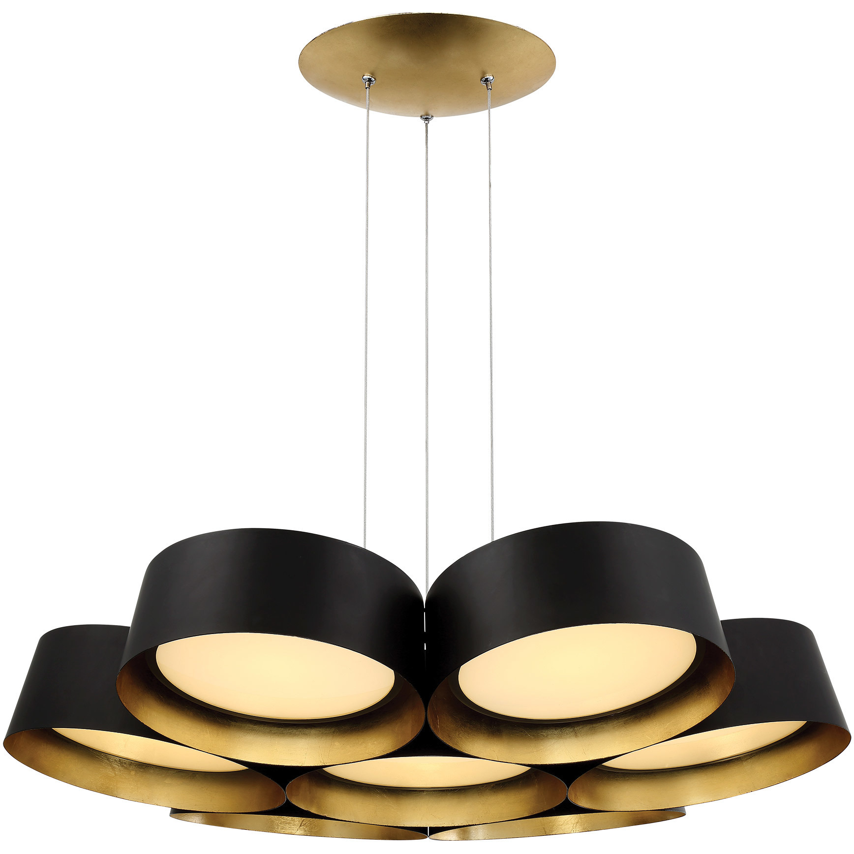 Marimba LED 34 inch Black Gold Leaf Chandelier Ceiling Light in 34in.
