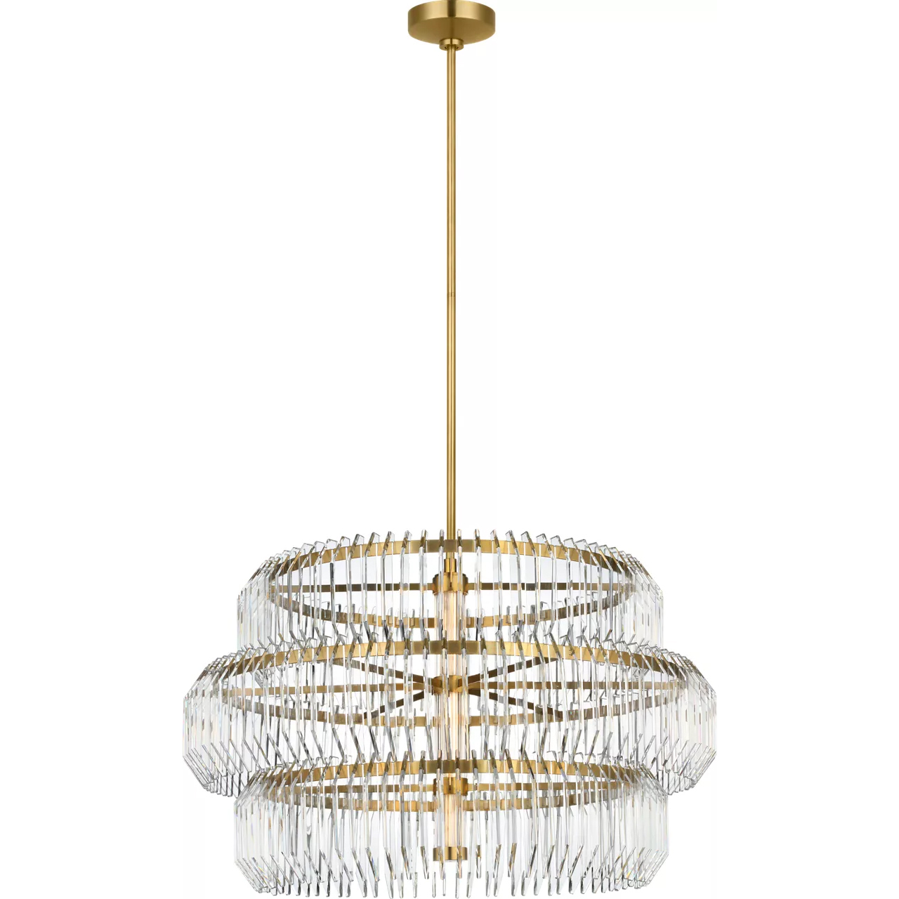 Waterford Killarney LED 32 inch Natural Brass Layered Drum Chandelier Ceiling Light
