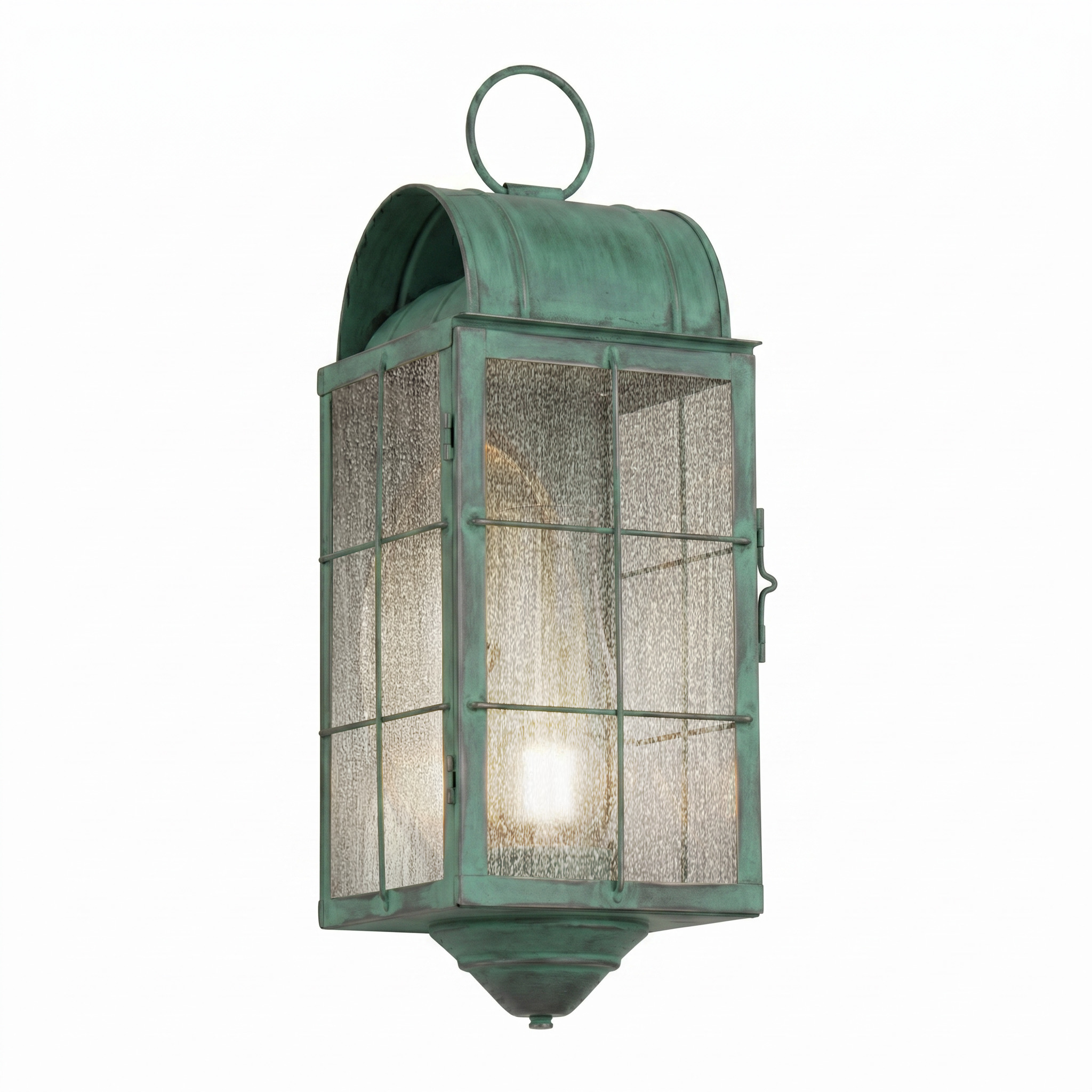 Durham 1 Light 20.5 inch Verde Green Outdoor Sconce in Seedy Glass, Brass Traditions by Innovations Lighting