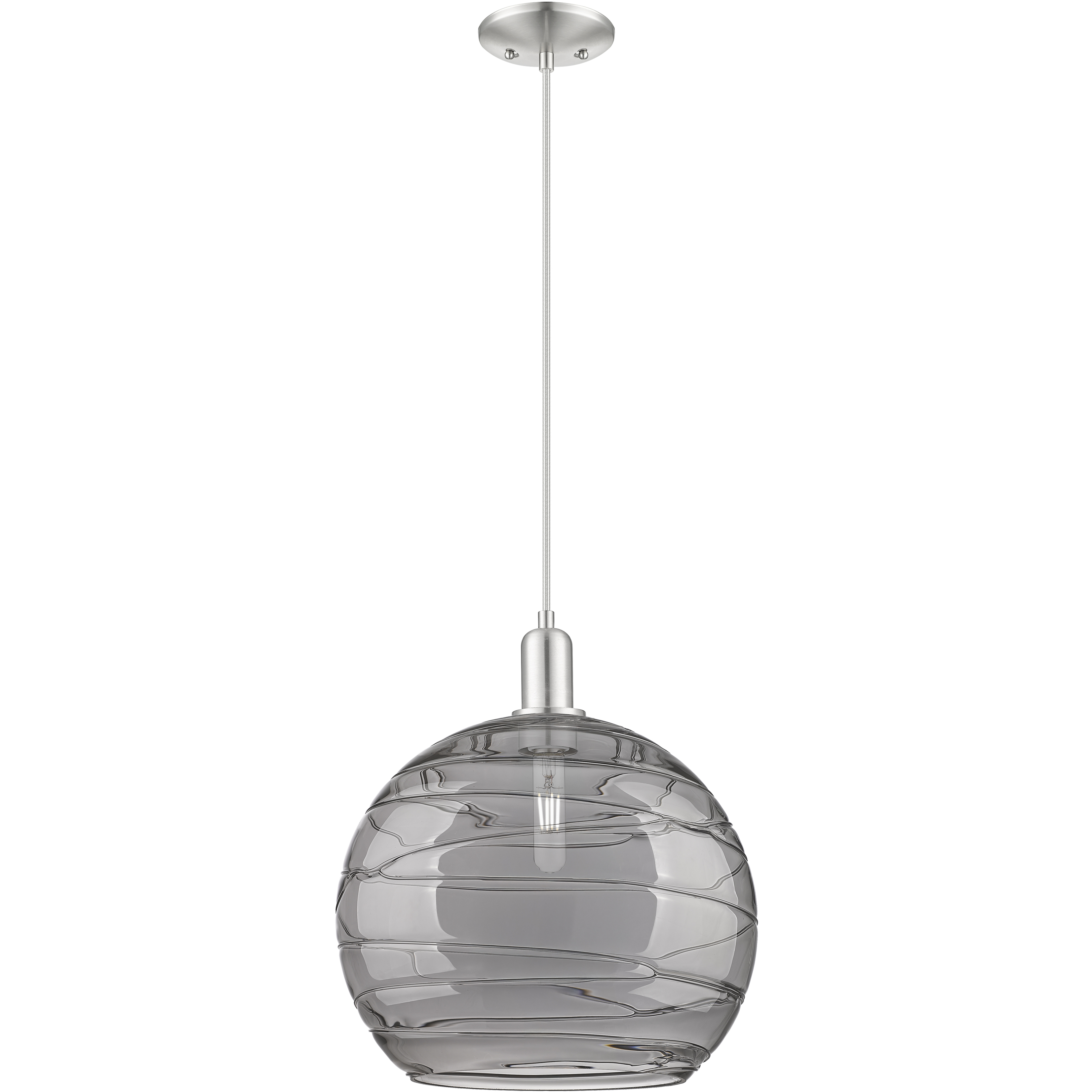 Arcadia Athens Deco Swirl 1 Light 13.75 inch Brushed Satin Nickel Mini Pendant Ceiling Light