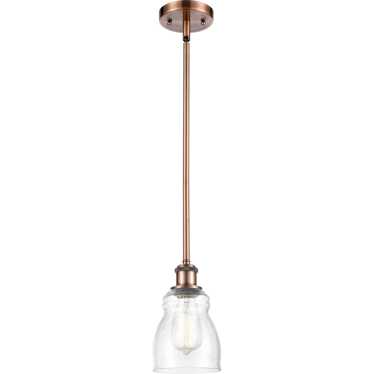 Ballston Ellery LED 5 inch Antique Copper Pendant Ceiling Light in Seedy Glass, Ballston