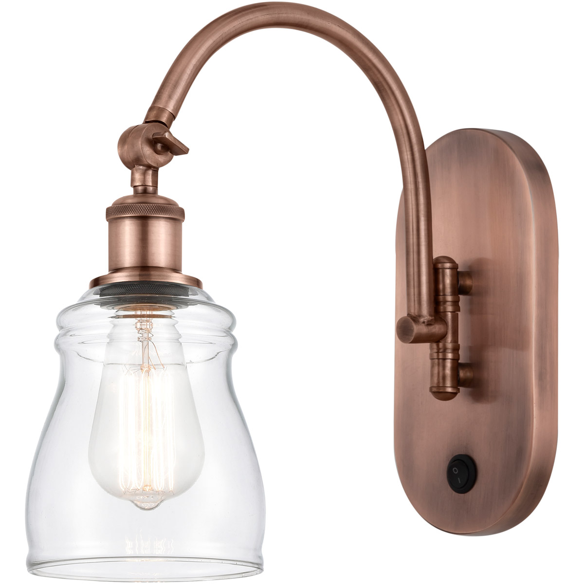 Ballston Ellery 1 Light 5.3 inch Antique Copper Sconce Wall Light in Clear Glass