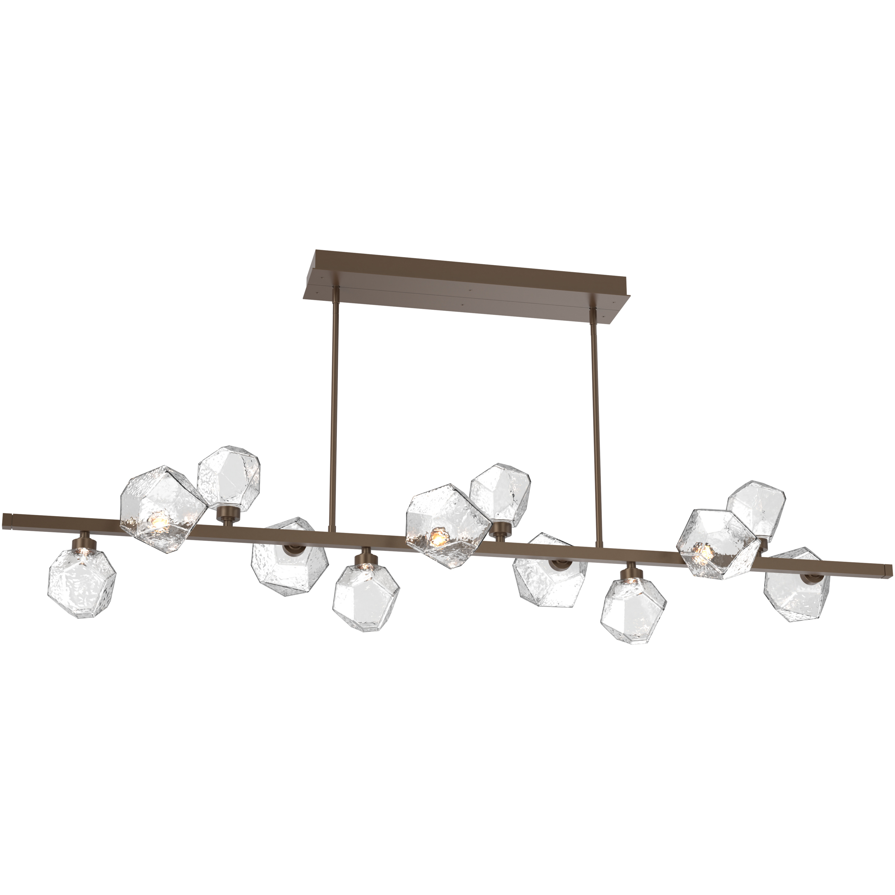 Gem LED 72 inch Flat Bronze Chandelier Ceiling Light in Clear, 2700K LED, Twisted Branch
