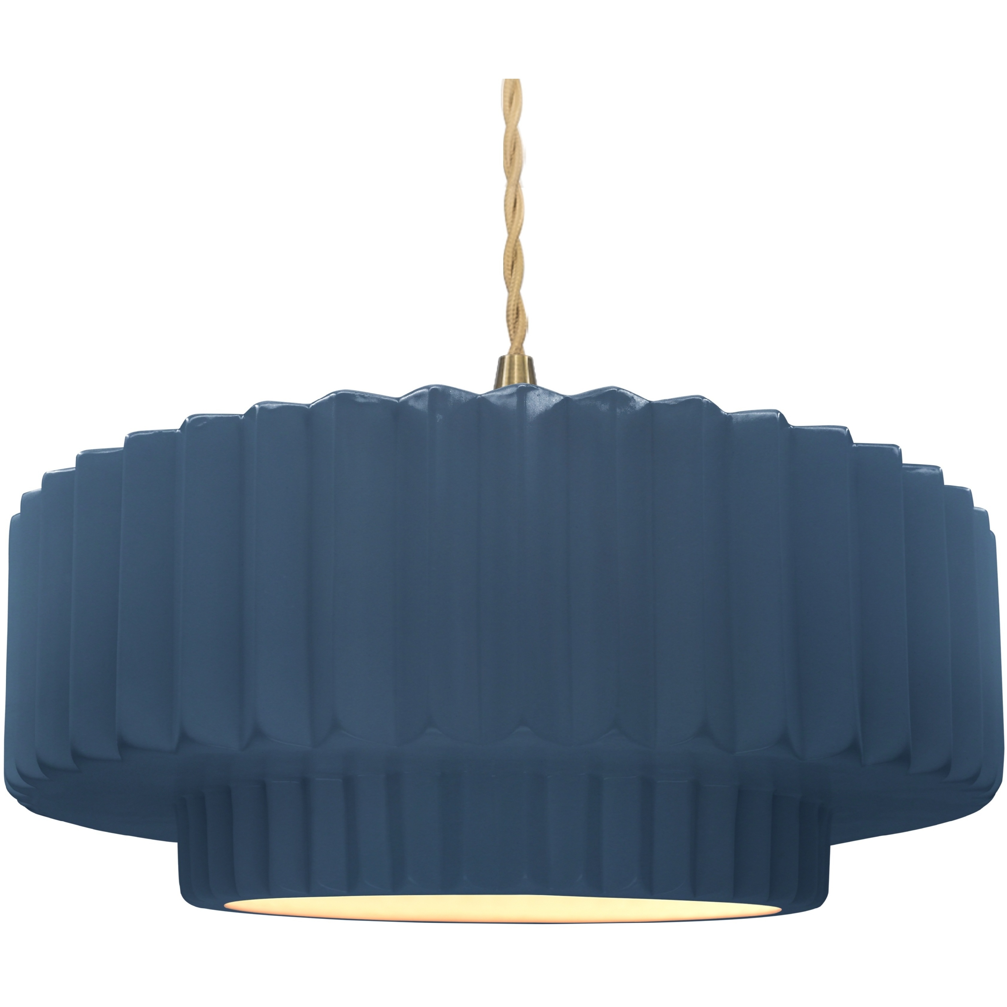 Radiance Collection - Pleated Tier Pendant Ceiling Light in Brushed Brass, Replaceable Bulb, Beige Twist Cord, Midnight Sky, 16.25W x 6H, Form+Finish+Function