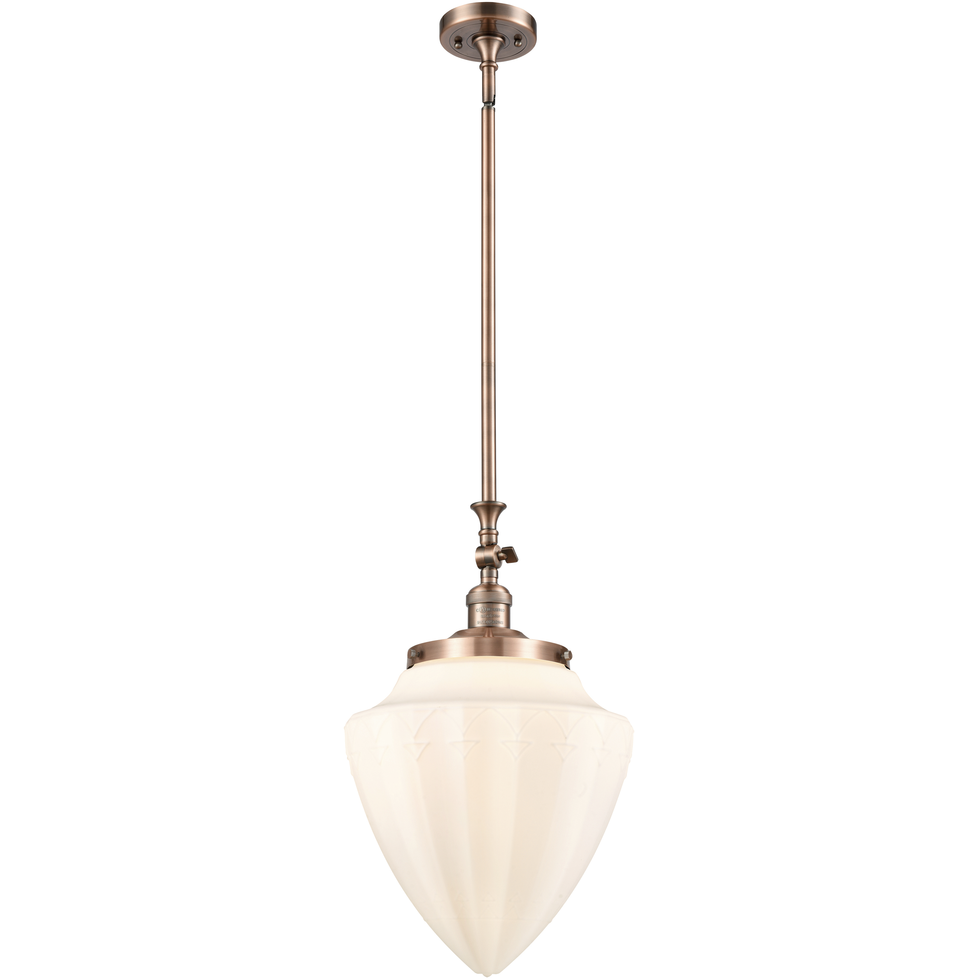 Franklin Restoration Bullet LED 12 inch Antique Copper Mini Pendant Ceiling Light in Matte White