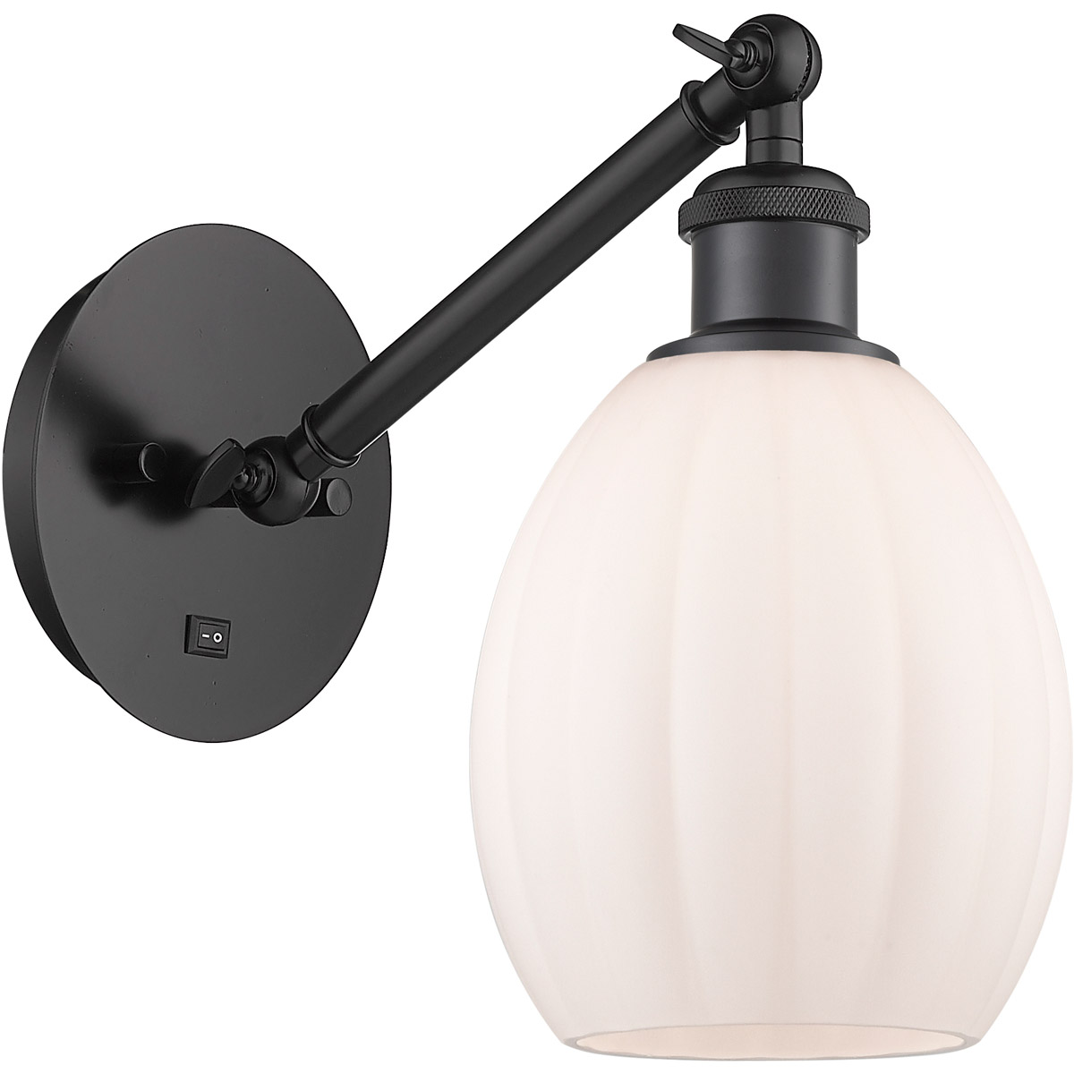 Ballston Eaton LED 6 inch Matte Black Sconce Wall Light in Matte White Glass