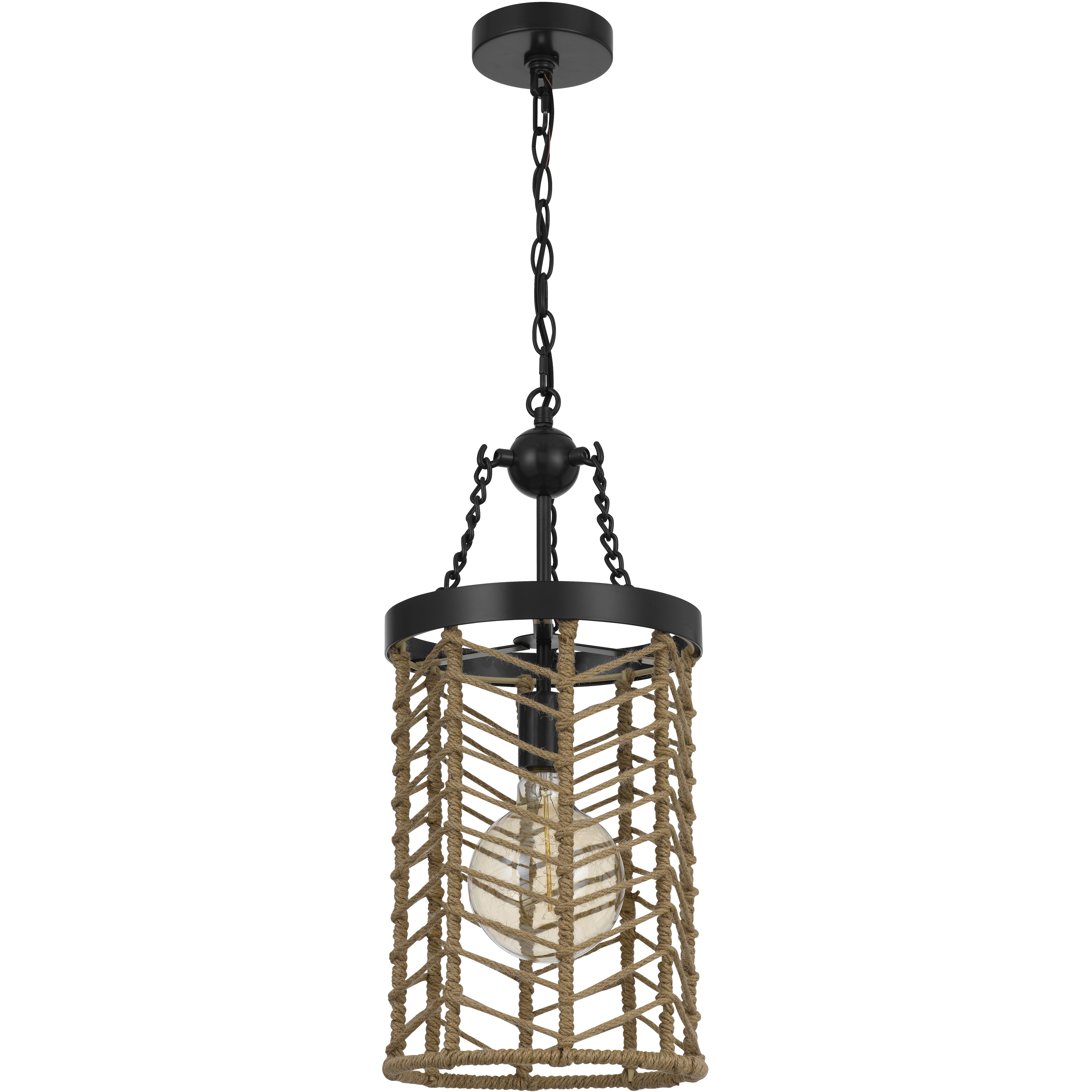 Lillington 1 Light 10 inch Burlap and Black Pendant Ceiling Light, Mini Light Design