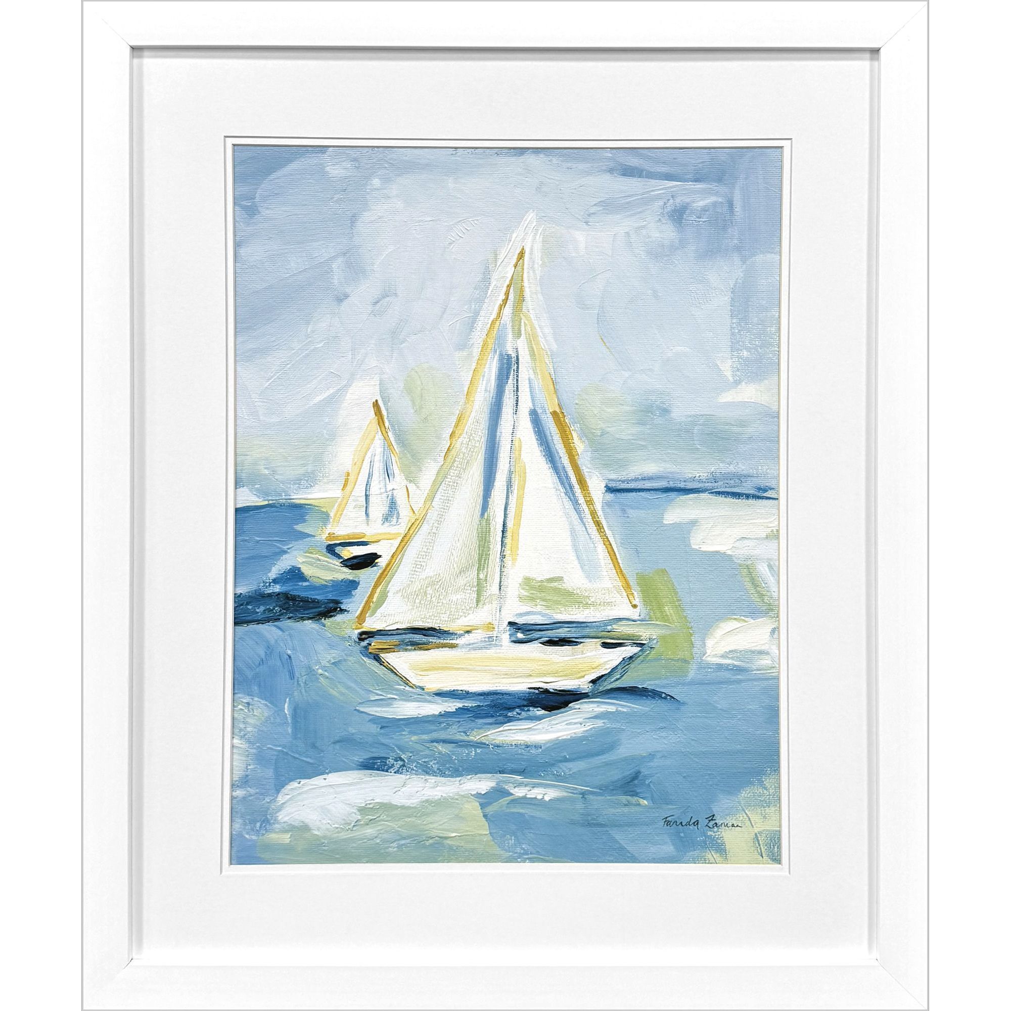 Setting Sail Blue and Green and Yellow Framed Art, Propac