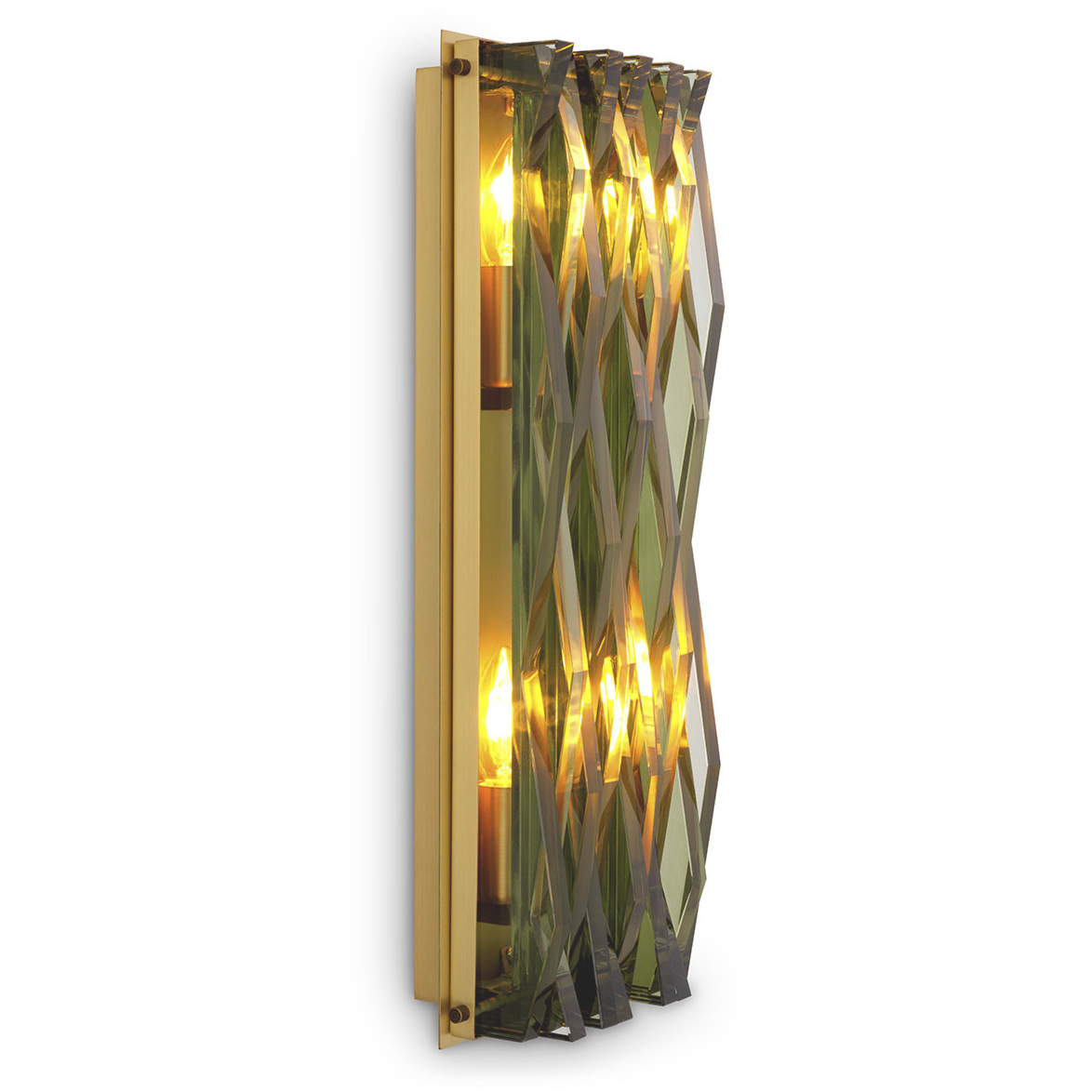 Nuvola 4 Light 7.09 inch Antique Brass and Green Glass Wall Lamp Wall Light, Large