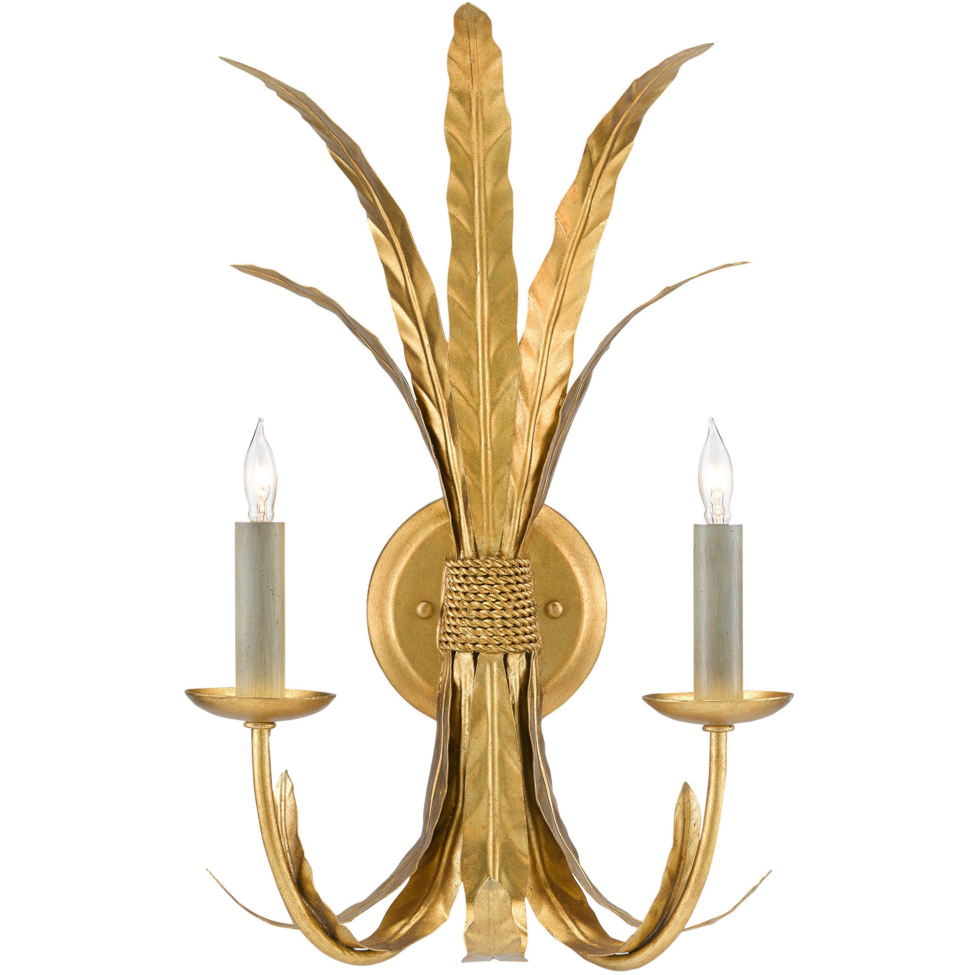 Bette 2 Light 12.5 inch Grecian Gold Leaf Wall Sconce Wall Light, Bunny Williams Collection