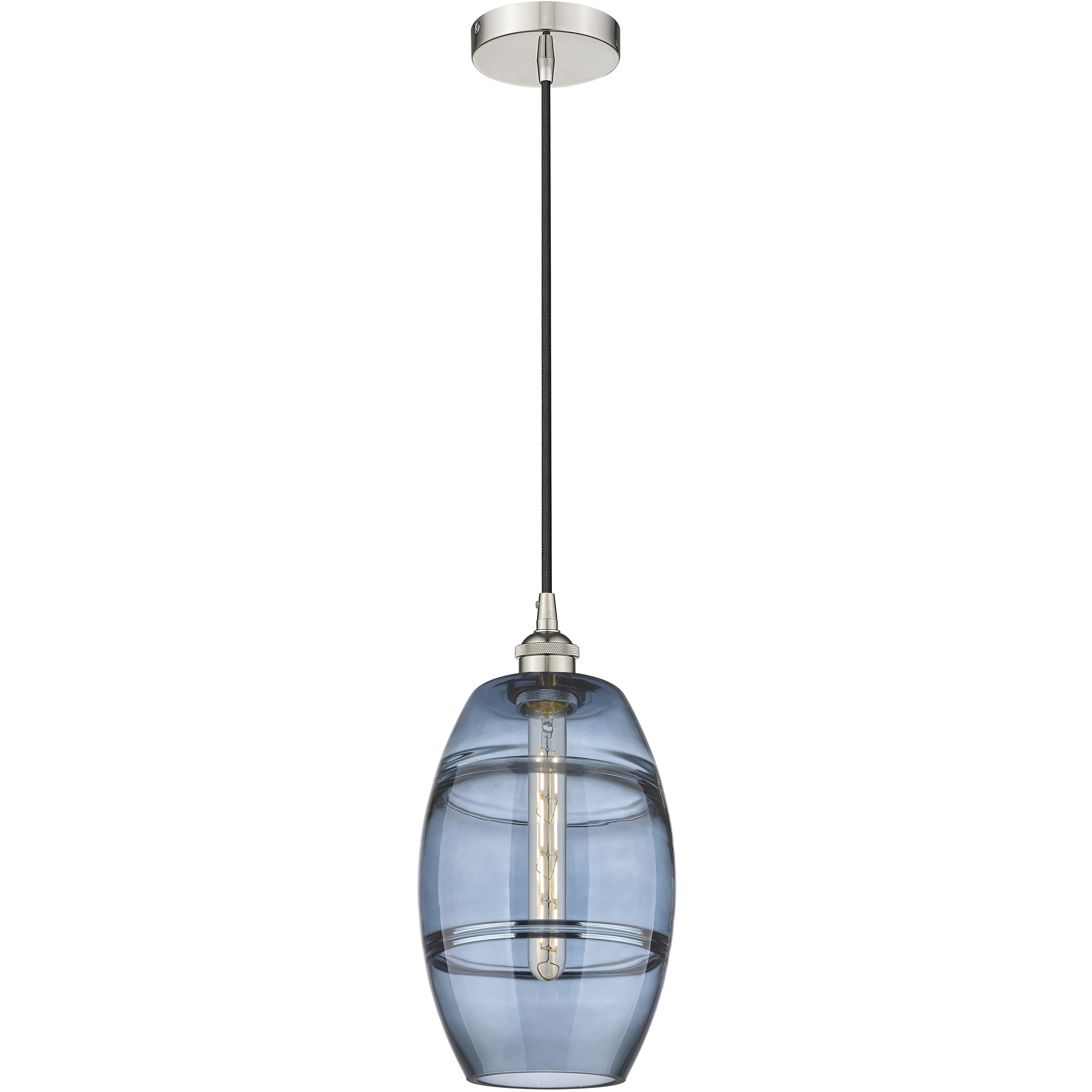 Edison Vaz 1 Light 8 inch Polished Nickel Cord Hung Mini Pendant Ceiling Light