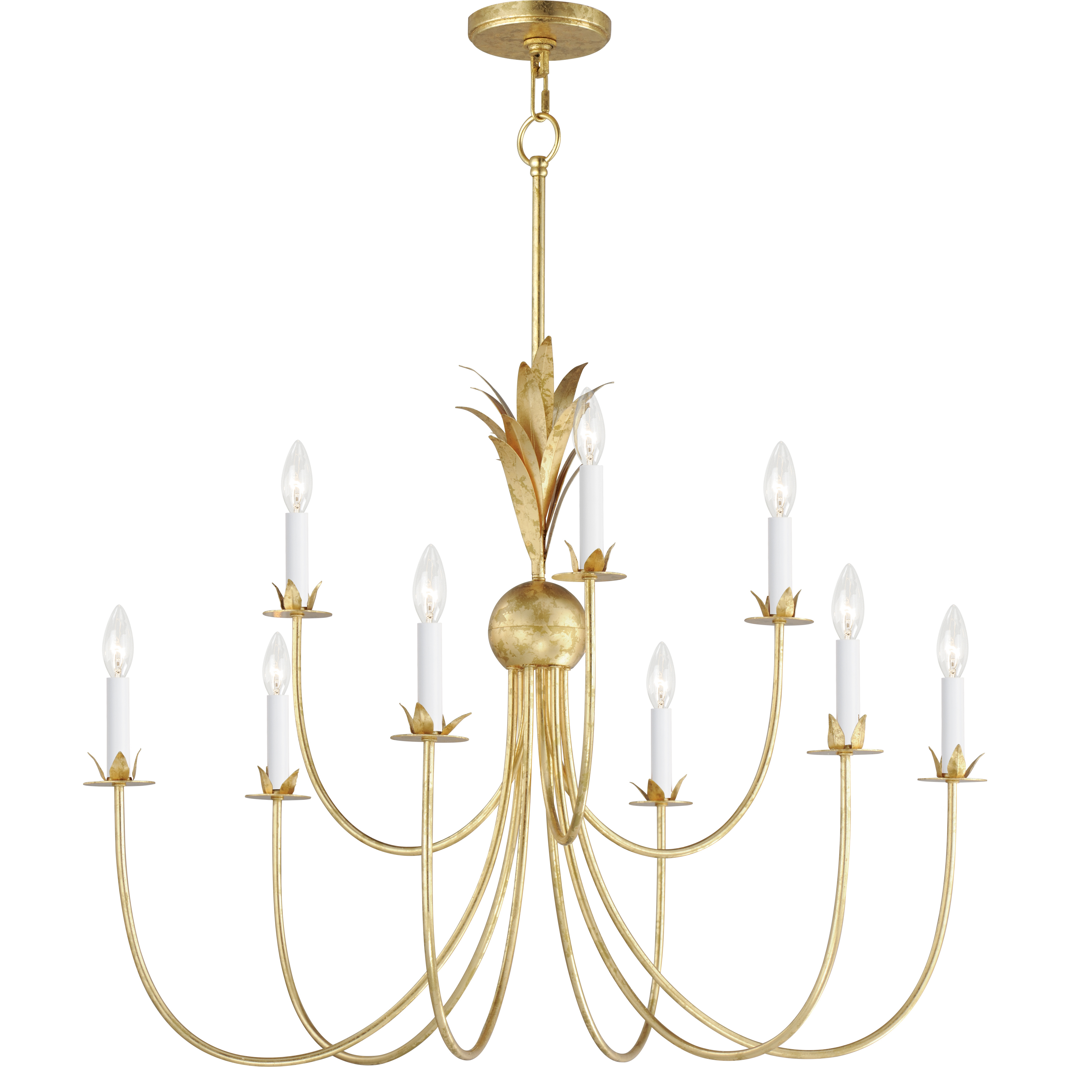 Paloma 9 Light 36 inch Gold Leaf Chandelier Ceiling Light