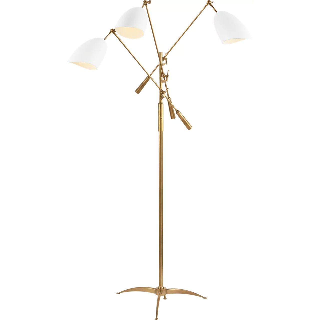 AERIN Sommerard 60 inch 60 watt Hand-Rubbed Antique Brass and White Triple Arm Floor Lamp Portable Light