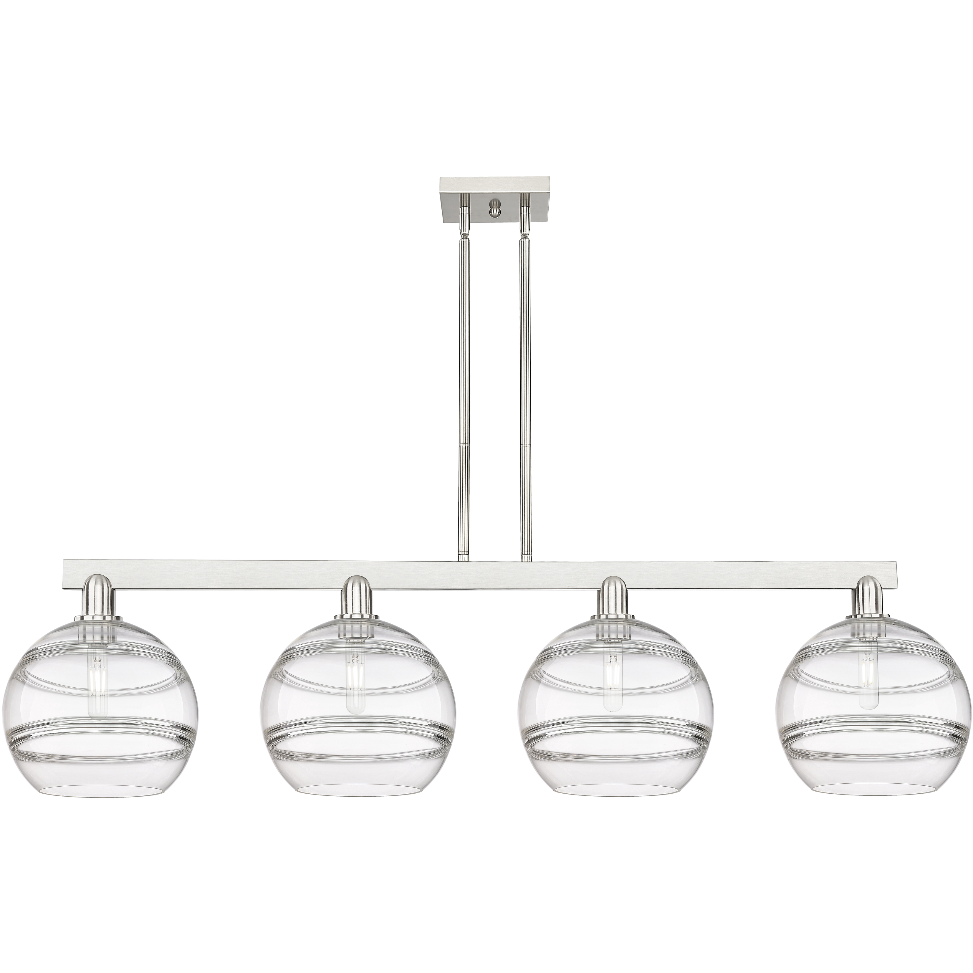 Arcadia Rochester Island Light Ceiling Light in Brushed Satin Nickel, Clear