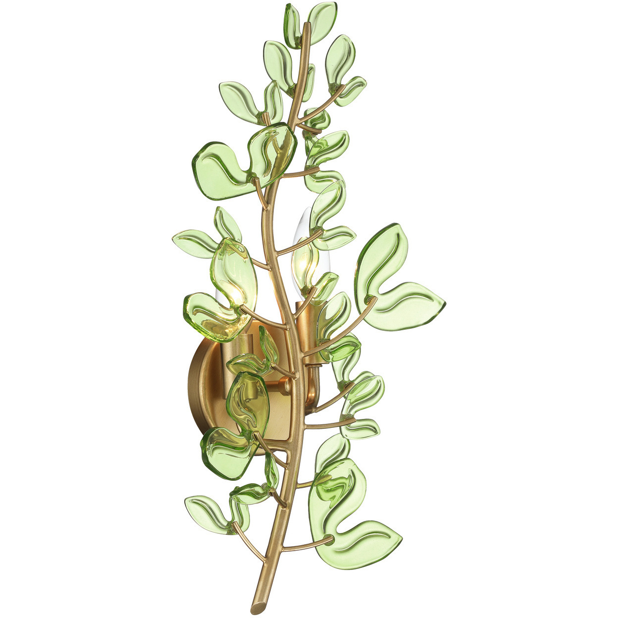 Bridget 2 Light 8.5 inch Soft Gold Sconce Wall Light in Green