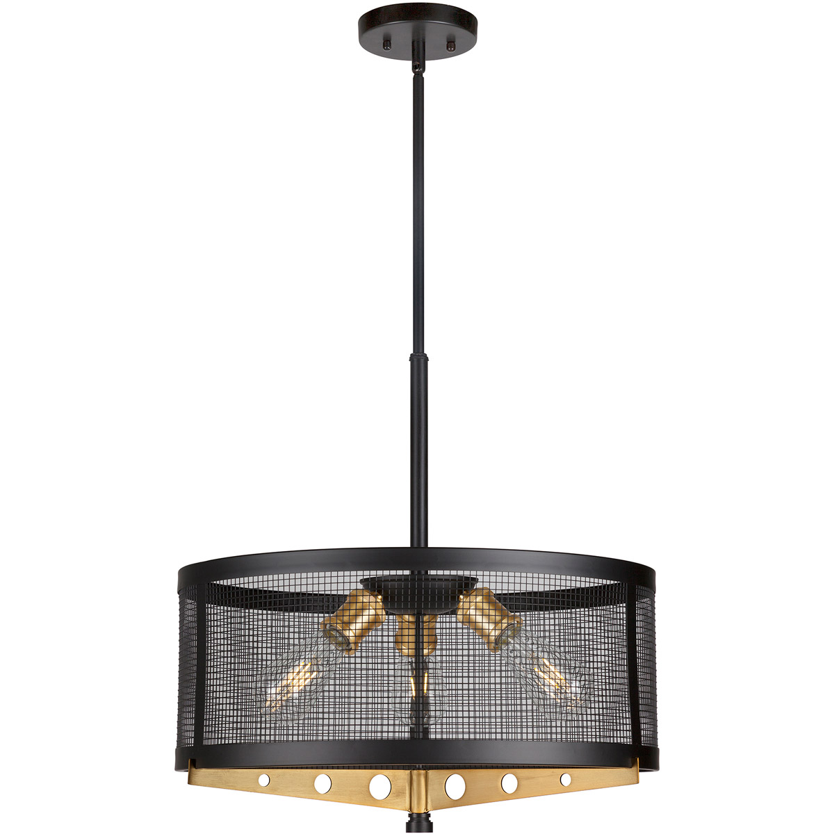 Takoma 3 Light 20 inch Black and Soft Gold Drum Pendant Ceiling Light