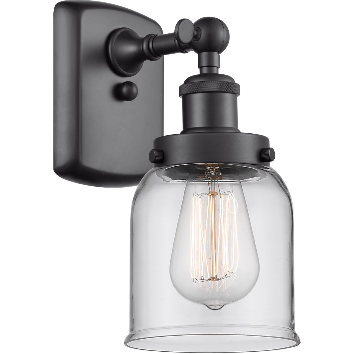 Ballston Small Bell LED 5 inch Matte Black Sconce Wall Light in Clear Glass, Ballston