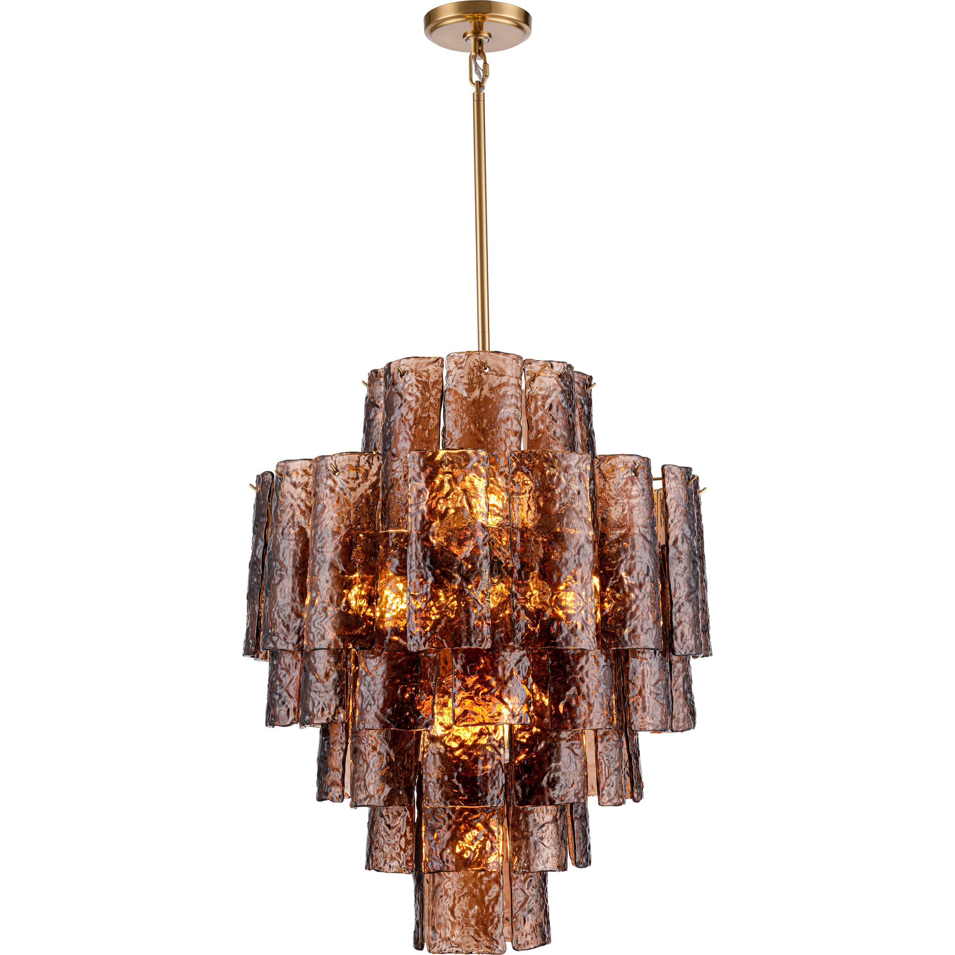 Fire and Ice 13 Light 23 inch Lacquered Gold Chandelier Ceiling Light in Dark Amber Glass