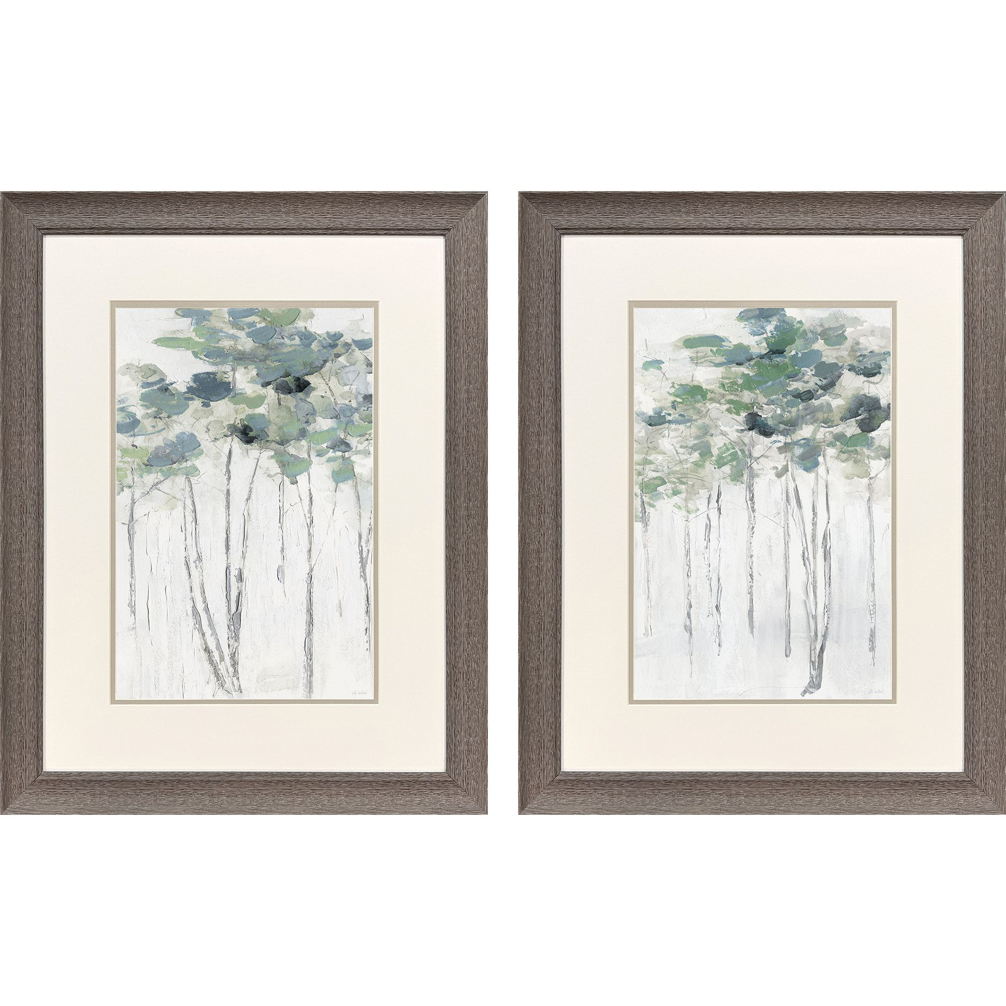 Impasto Tree Line Green and Gray Framed Art, Propac