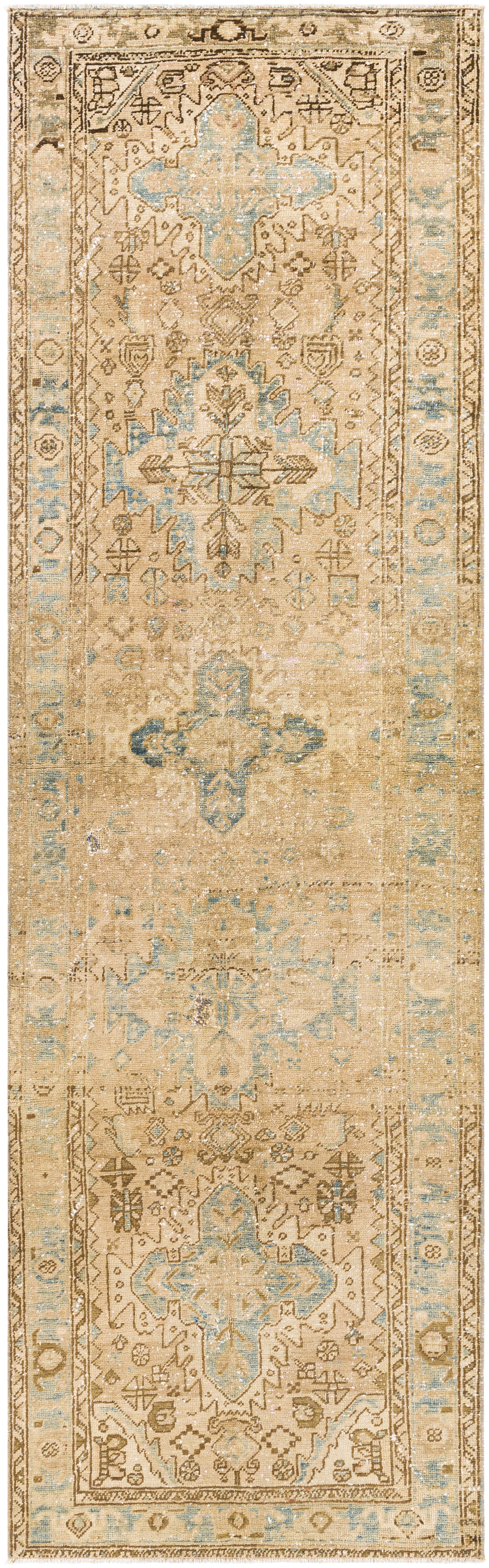 Antique One of a Kind 109 X 35 inch Tan Rug, Runner