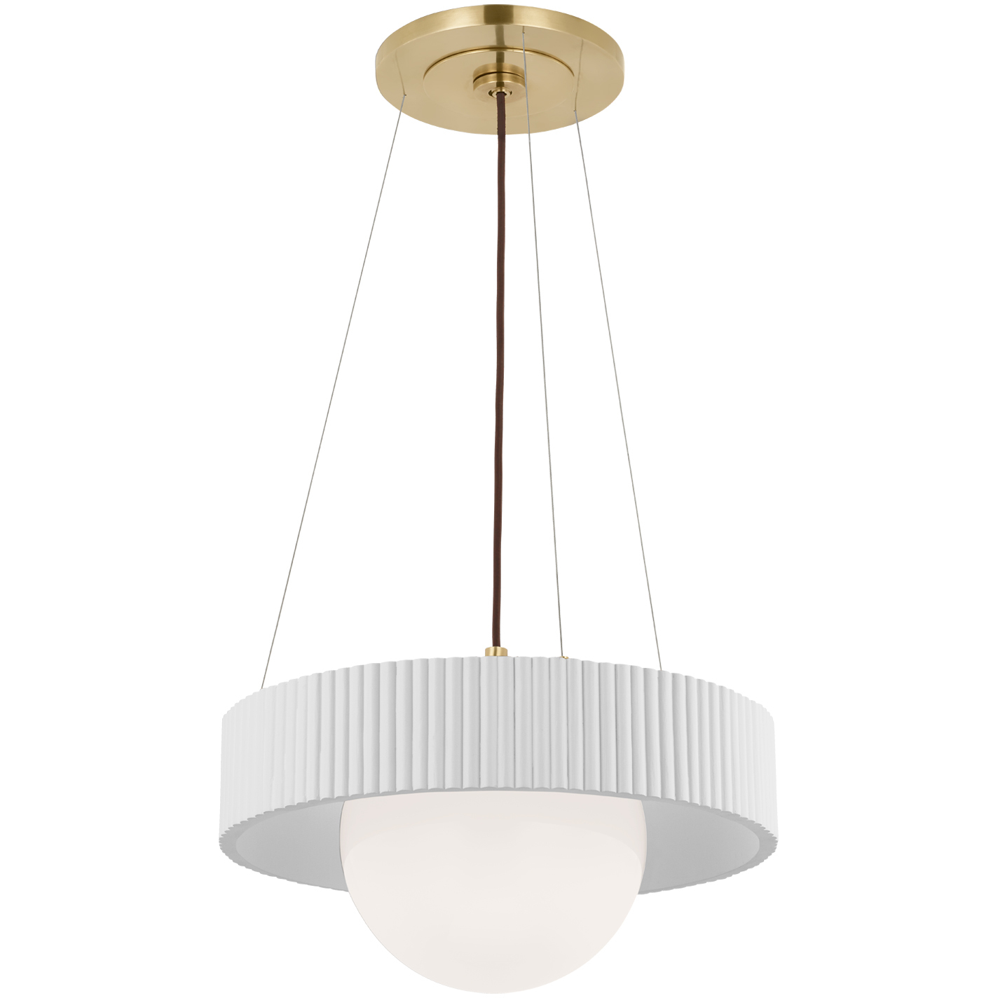Windsor Smith Arena LED 18.5 inch Hand-Rubbed Antique Brass and Matte White Ring and Globe Chandelier Ceiling Light