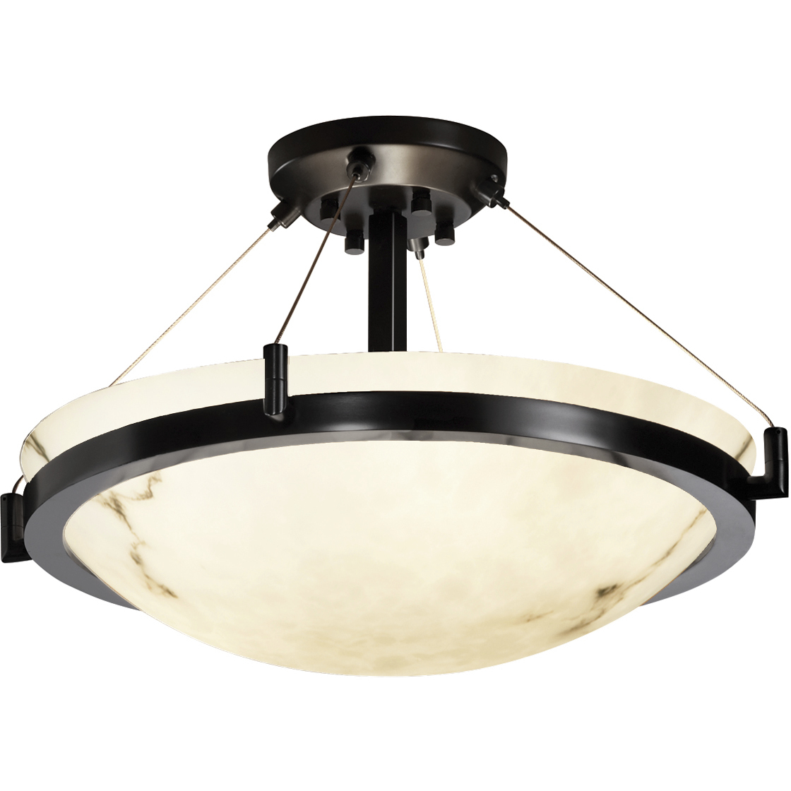 Lumenaria 3 Light 18 inch Matte Black Semi-Flush Bowl Ceiling Light in Incandescent