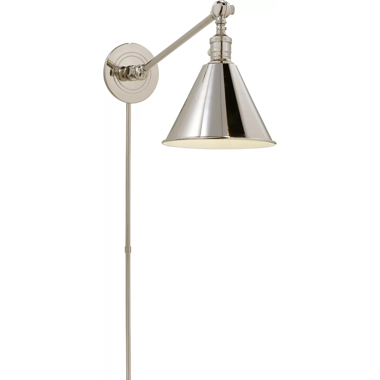Chapman & Myers Boston3 17.5 inch 60 watt Polished Nickel Single Arm Library Light Wall Light