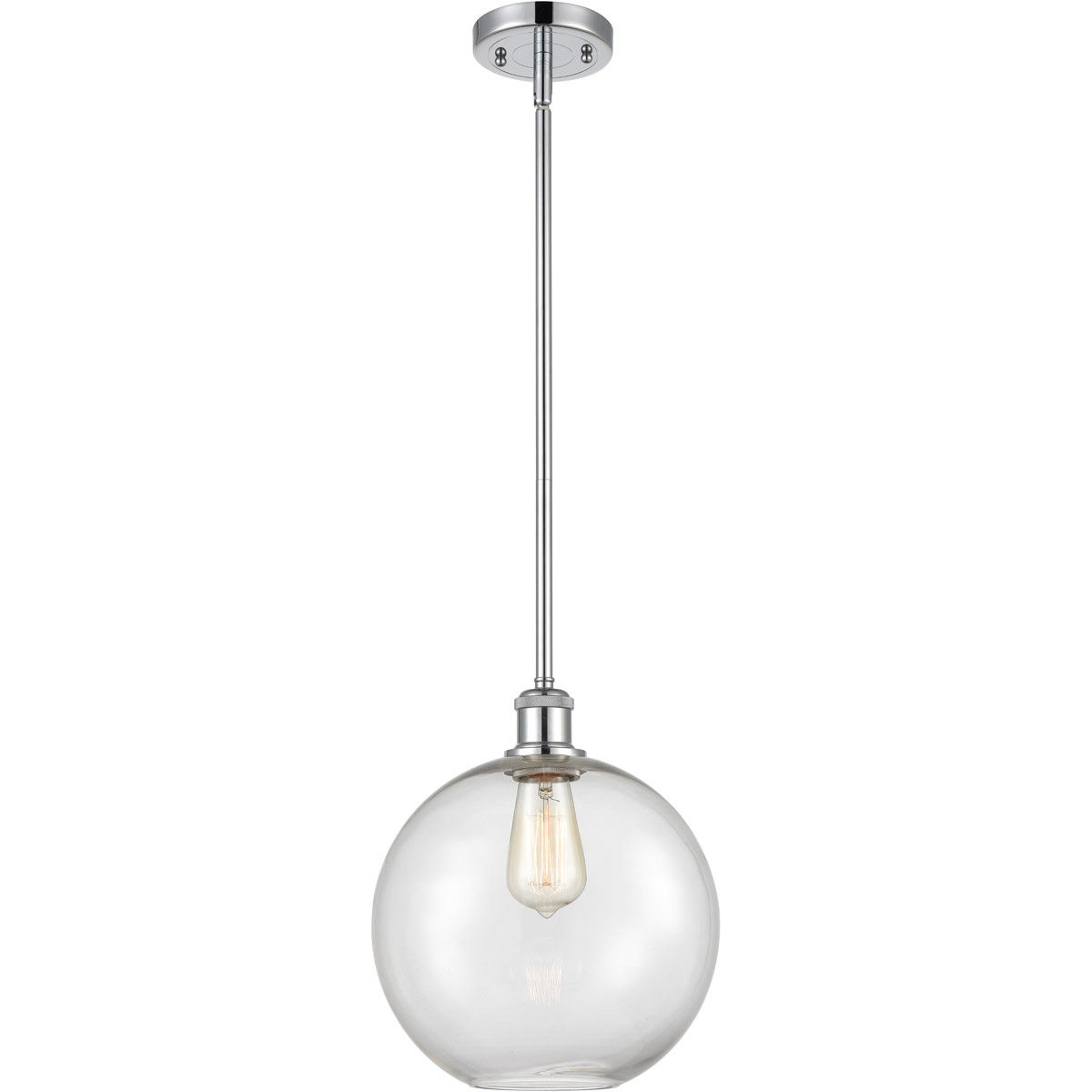 Ballston Large Athens LED 10 inch Polished Chrome Pendant Ceiling Light in Clear Glass, Ballston