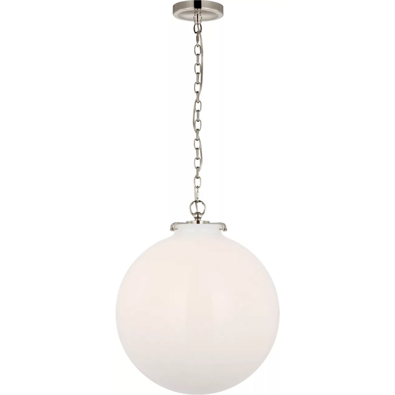 Thomas O'Brien Katie LED 16 inch Polished Nickel Globe Pendant Ceiling Light in White Glass, Large