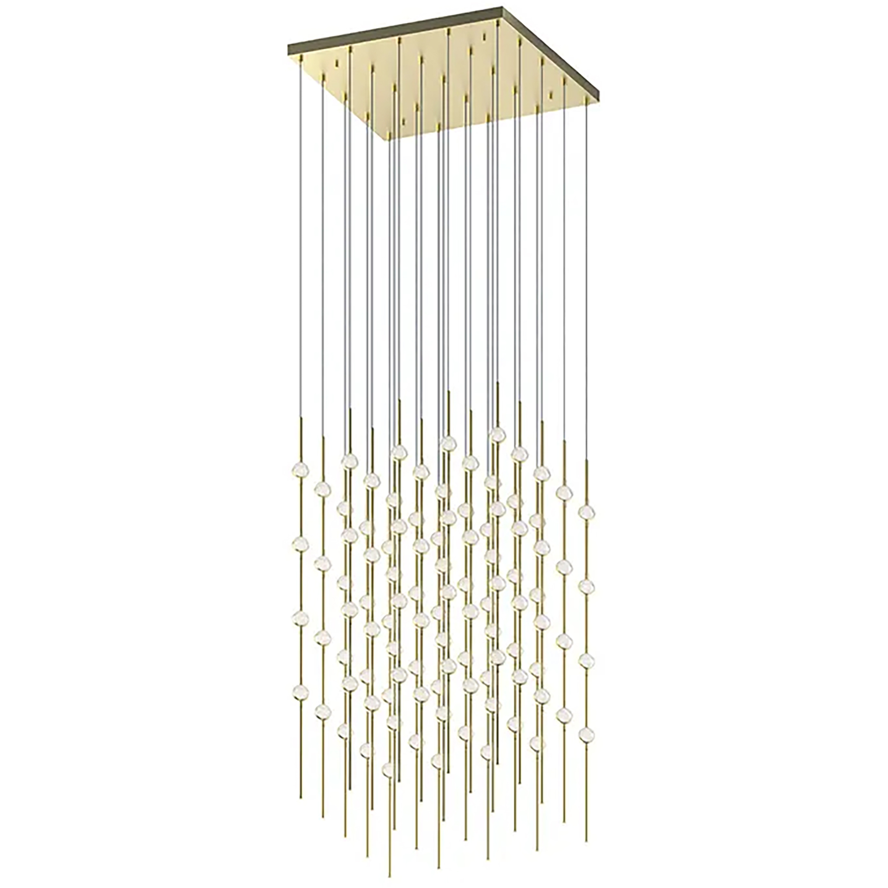 Constellation Cosmic Cube LED 20.5 inch Satin Brass Chandelier Ceiling Light in 2700K, Clear Faceted Acrylic, 10 FT. Cord