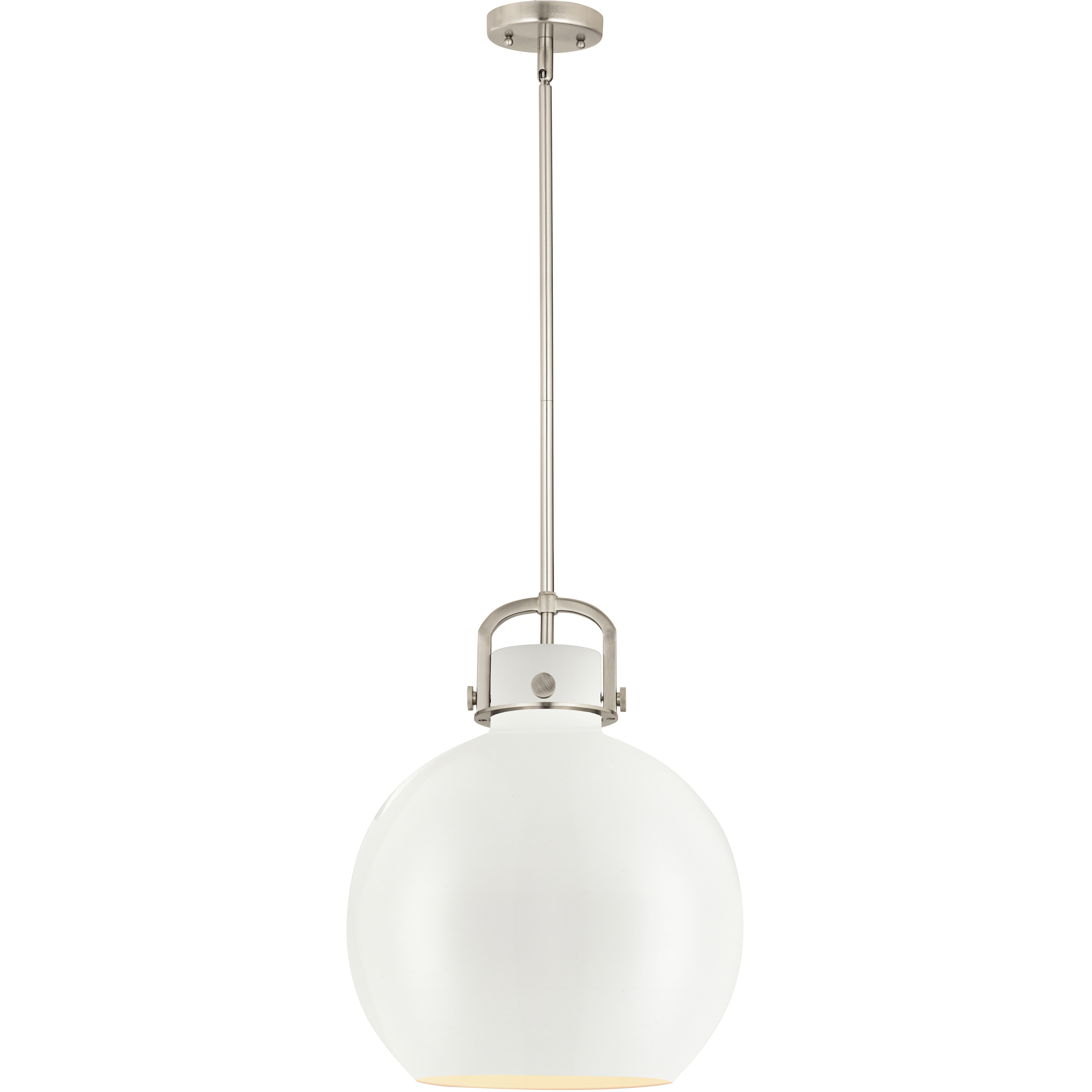 Newton Sphere 1 Light 14 inch Satin Nickel Stem Hung Pendant Ceiling Light