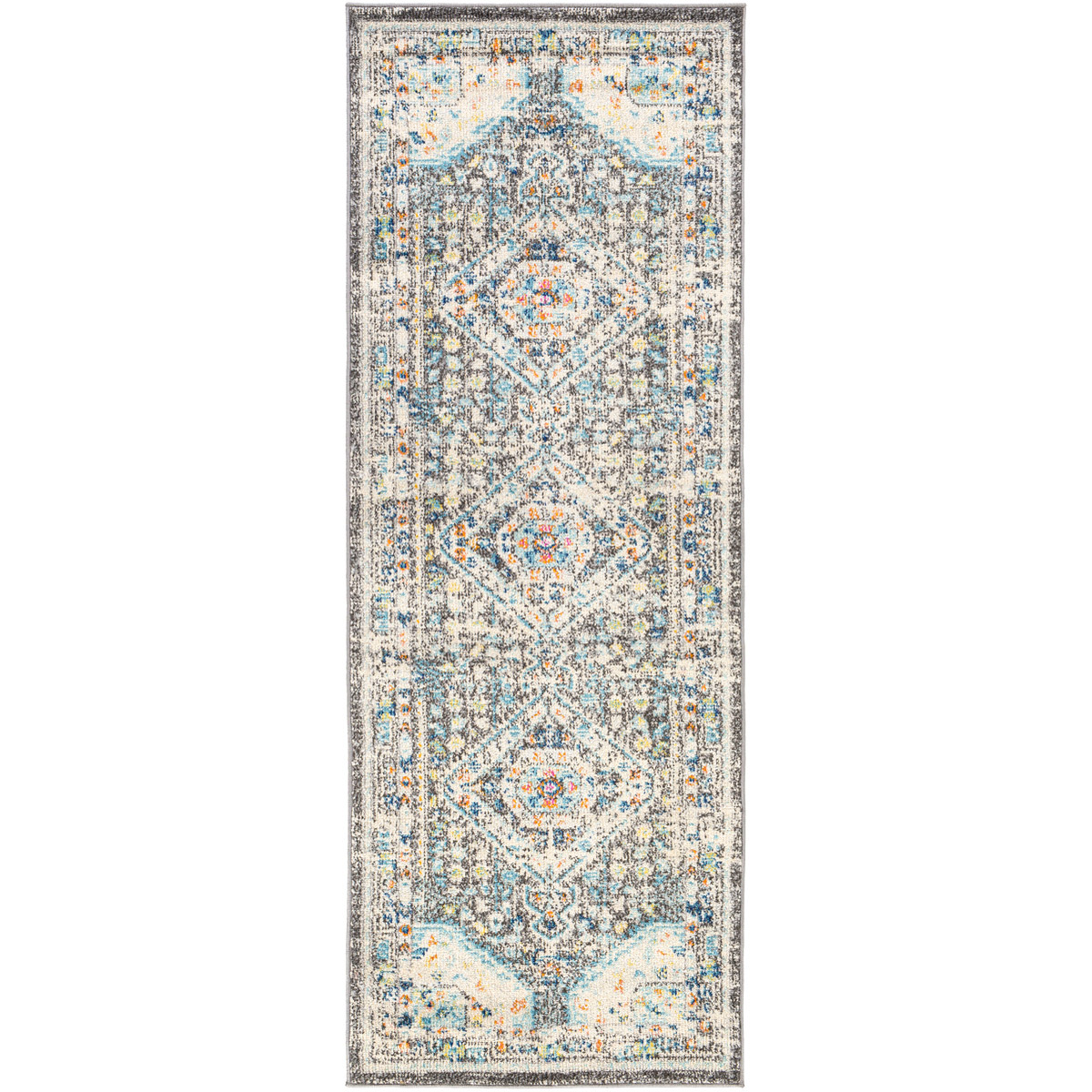 Norwich 108 X 79 inch Beige/Medium Gray/Charcoal/Dark Blue/Aqua Rugs in 7 x 9, Rectangle