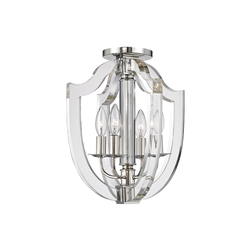 Arietta 4 Light 12.5 inch Polished Nickel Semi Flush Ceiling Light